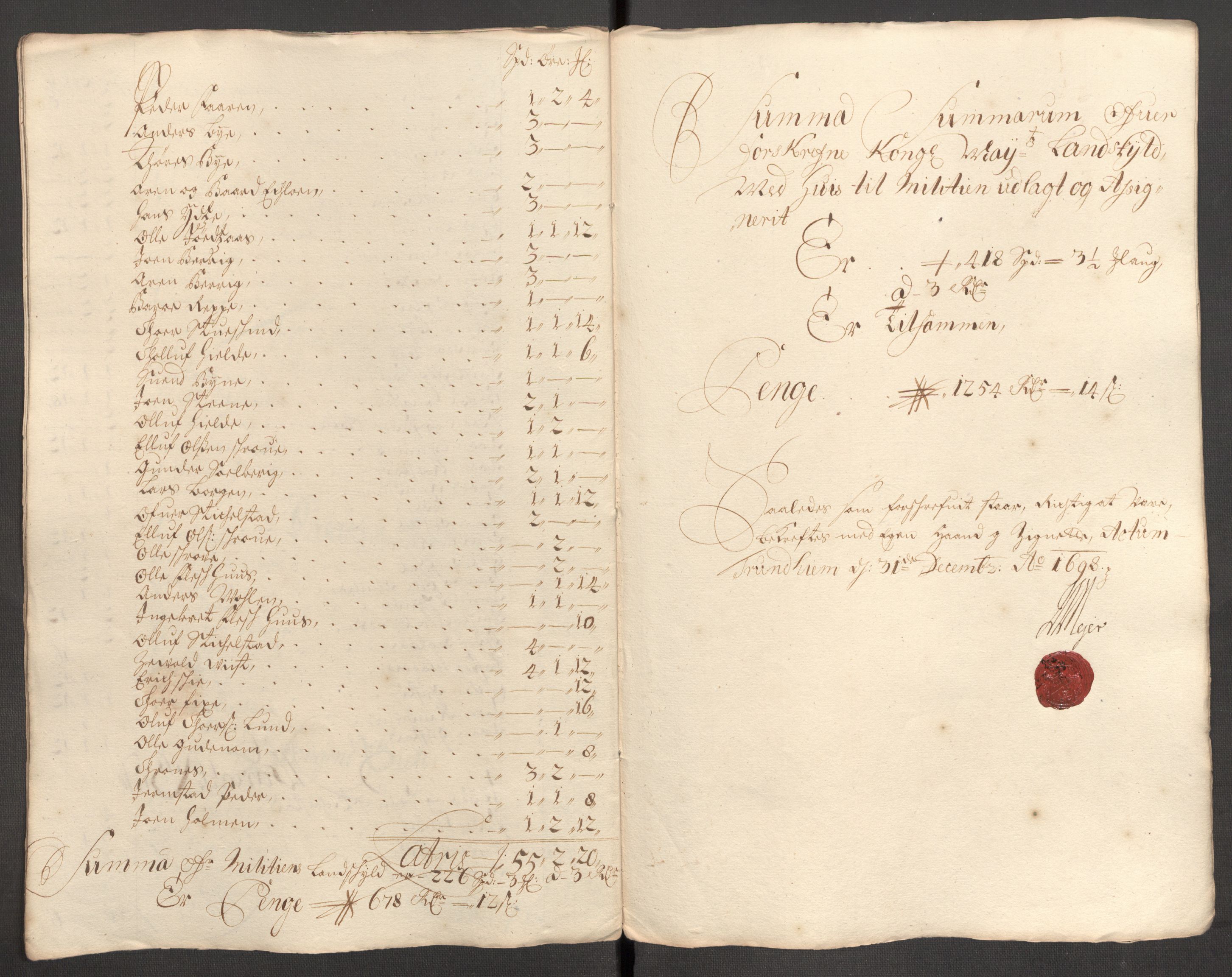 Rentekammeret inntil 1814, Reviderte regnskaper, Fogderegnskap, RA/EA-4092/R62/L4190: Fogderegnskap Stjørdal og Verdal, 1698, s. 124
