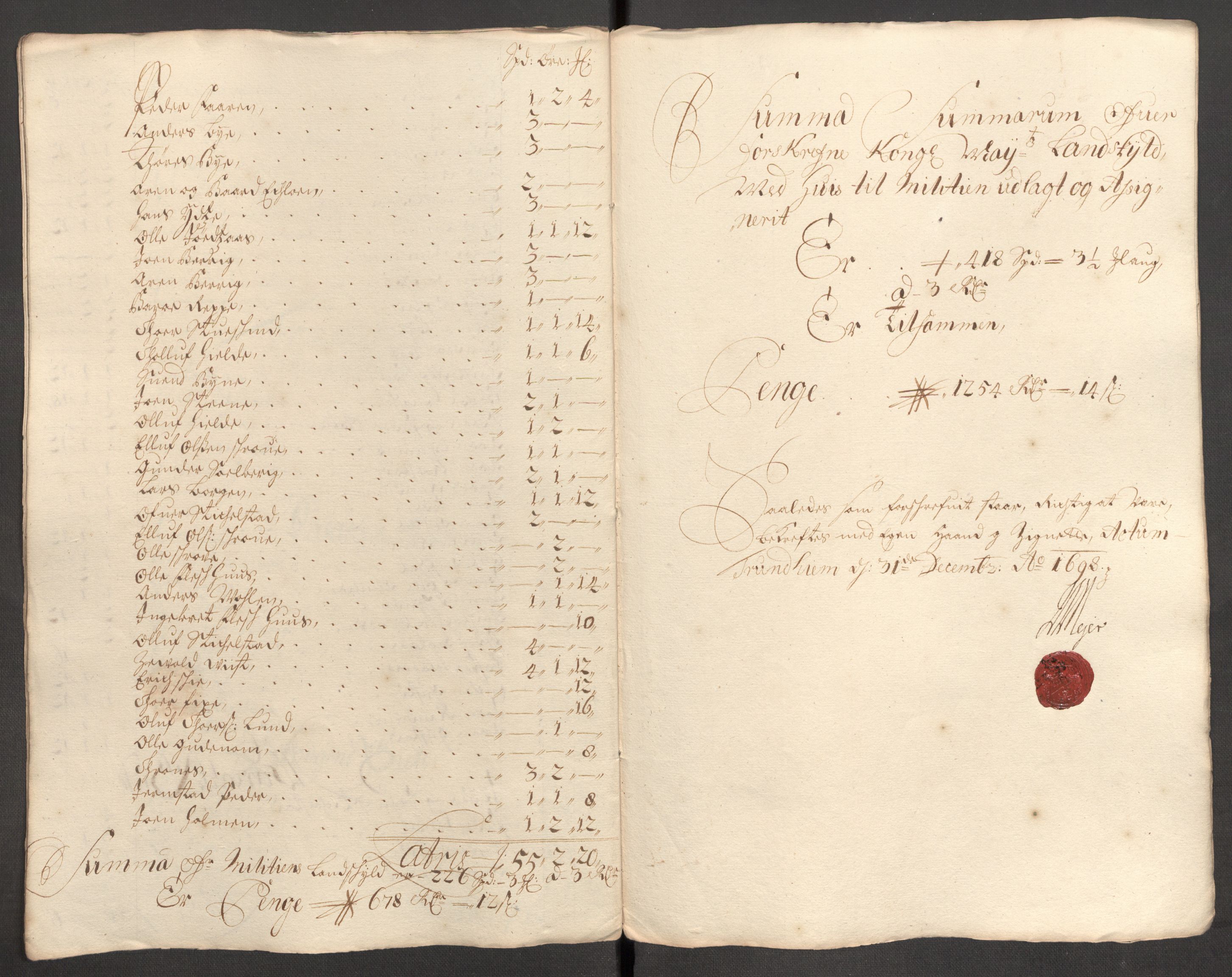 Rentekammeret inntil 1814, Reviderte regnskaper, Fogderegnskap, AV/RA-EA-4092/R62/L4190: Fogderegnskap Stjørdal og Verdal, 1698, s. 124