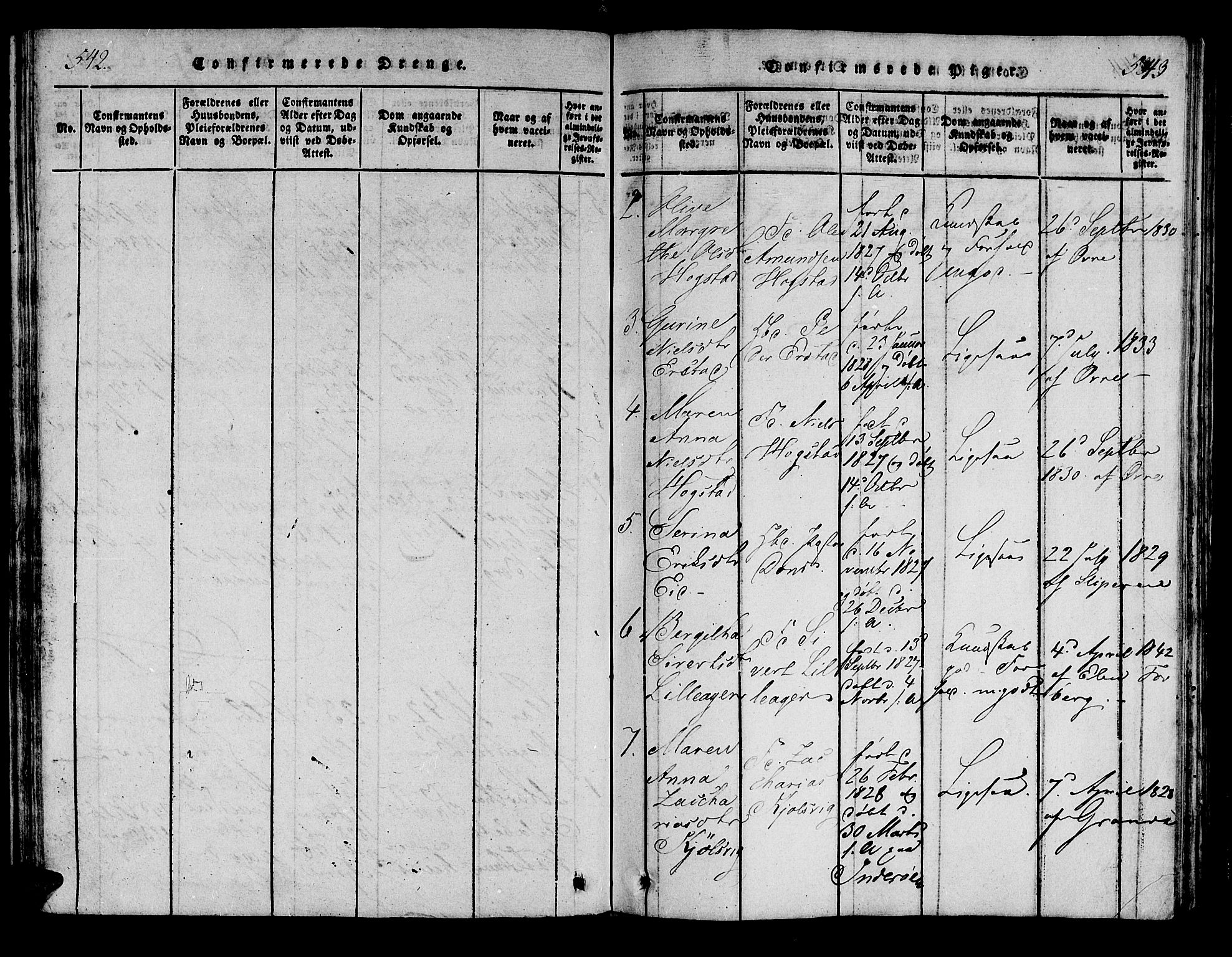 Ministerialprotokoller, klokkerbøker og fødselsregistre - Nord-Trøndelag, SAT/A-1458/722/L0217: Ministerialbok nr. 722A04, 1817-1842, s. 542-543