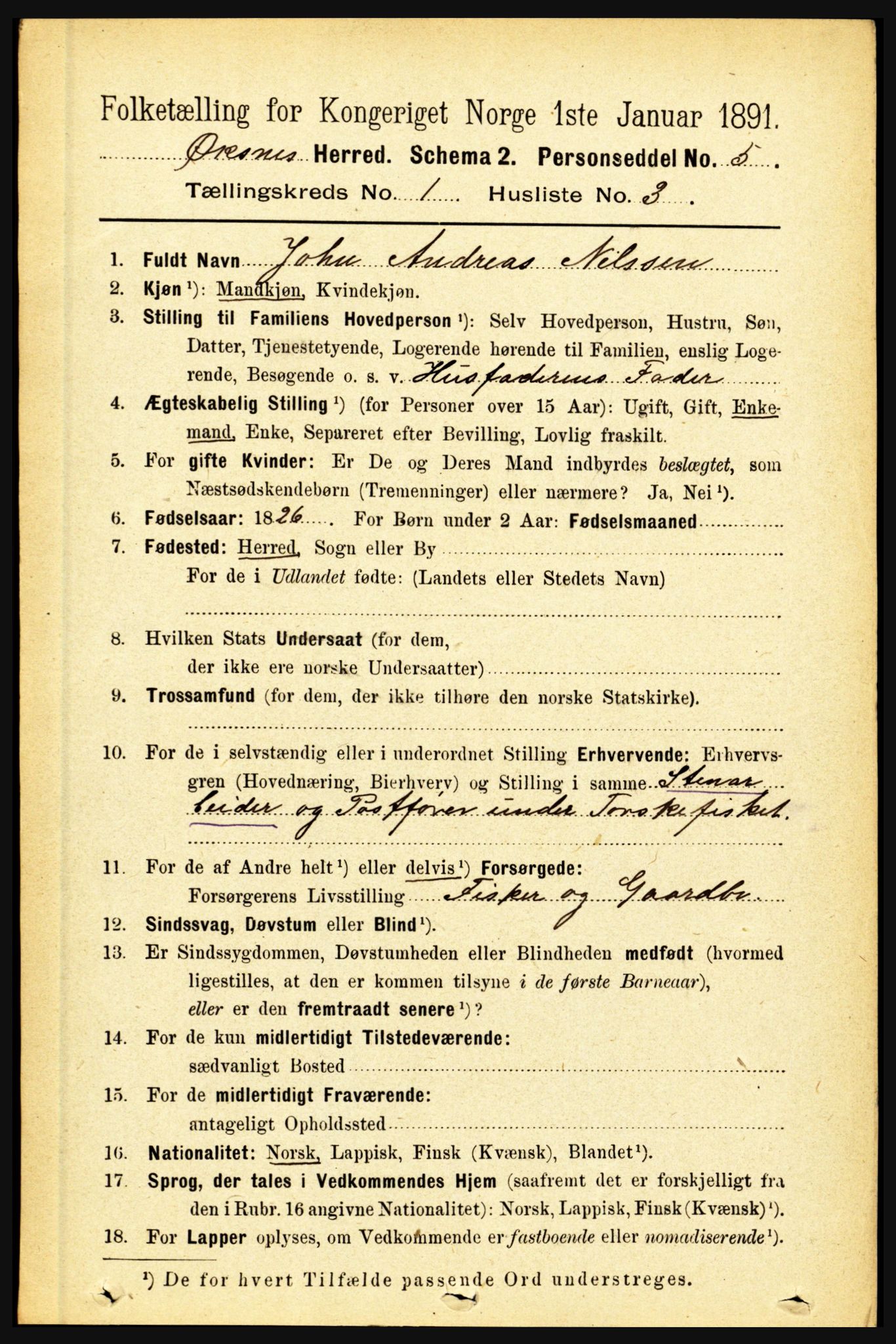 RA, Folketelling 1891 for 1868 Øksnes herred, 1891, s. 100