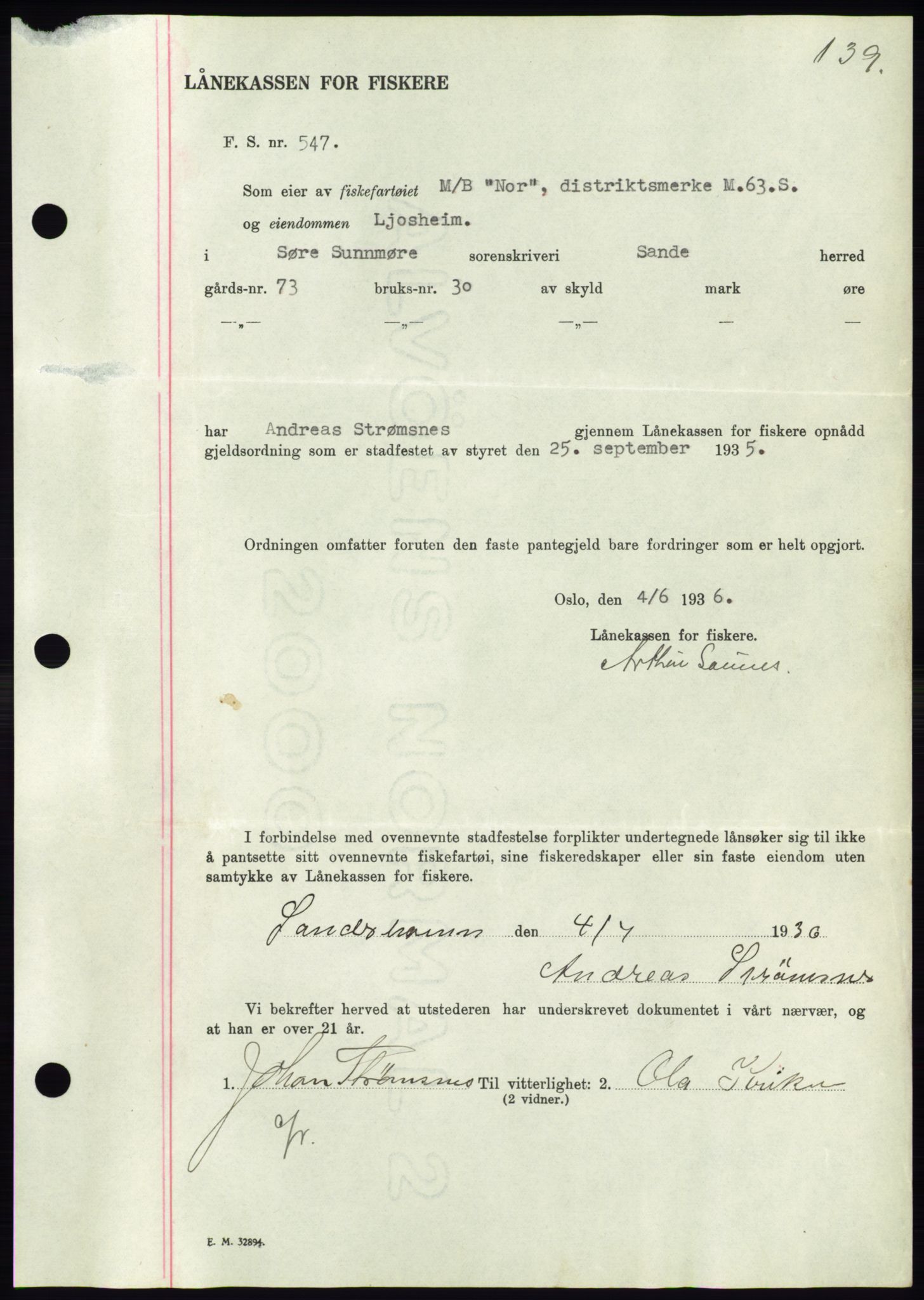 Søre Sunnmøre sorenskriveri, AV/SAT-A-4122/1/2/2C/L0061: Pantebok nr. 55, 1936-1936, Dagboknr: 1083/1936