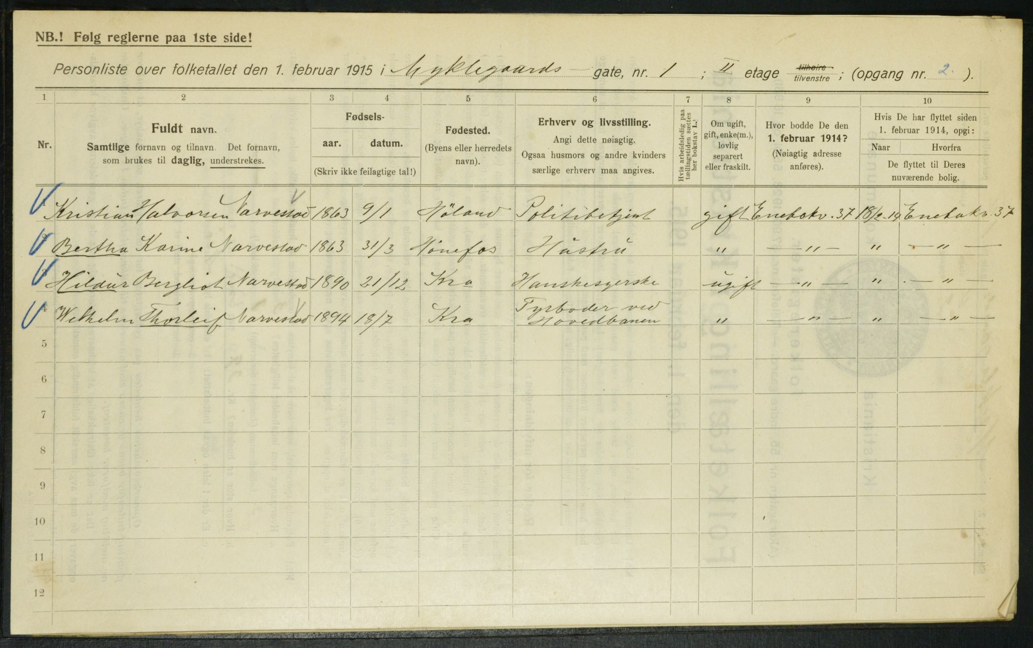 OBA, Kommunal folketelling 1.2.1915 for Kristiania, 1915, s. 67642