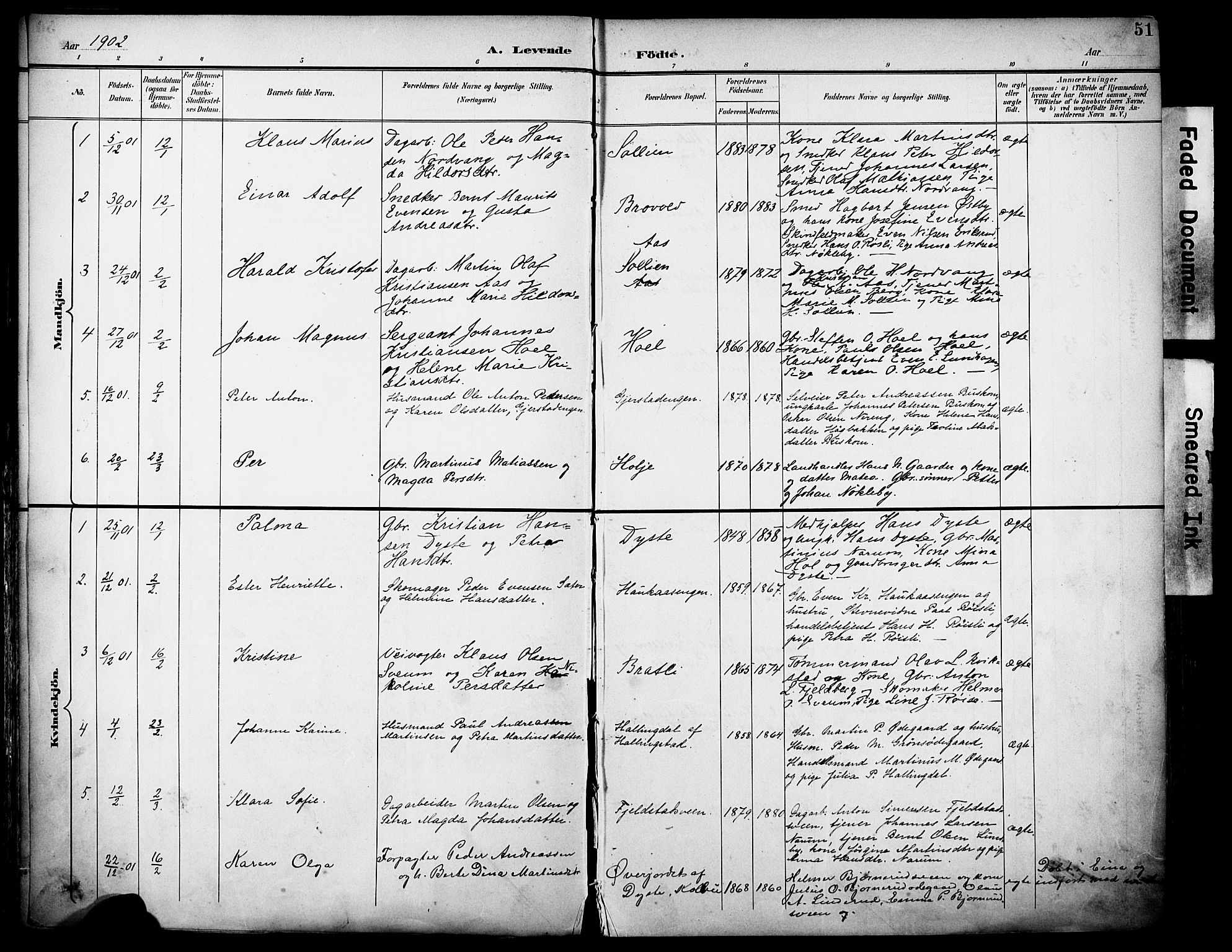 Vestre Toten prestekontor, AV/SAH-PREST-108/H/Ha/Haa/L0013: Ministerialbok nr. 13, 1895-1911, s. 51