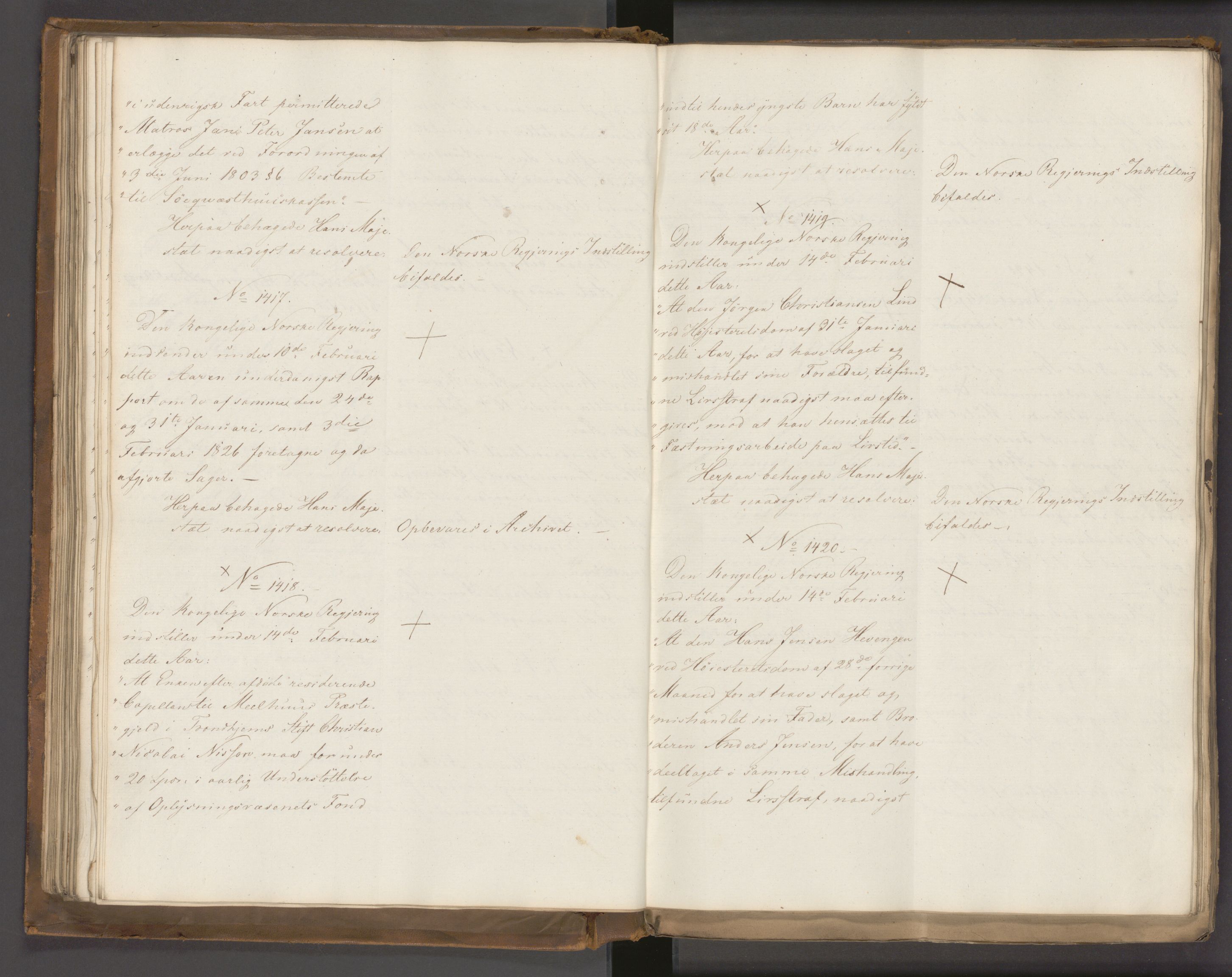 Statsrådssekretariatet, AV/RA-S-1001/A/Ab/L0022: Kgl. res. nr. 1210-1721, 1. halvår, 1826