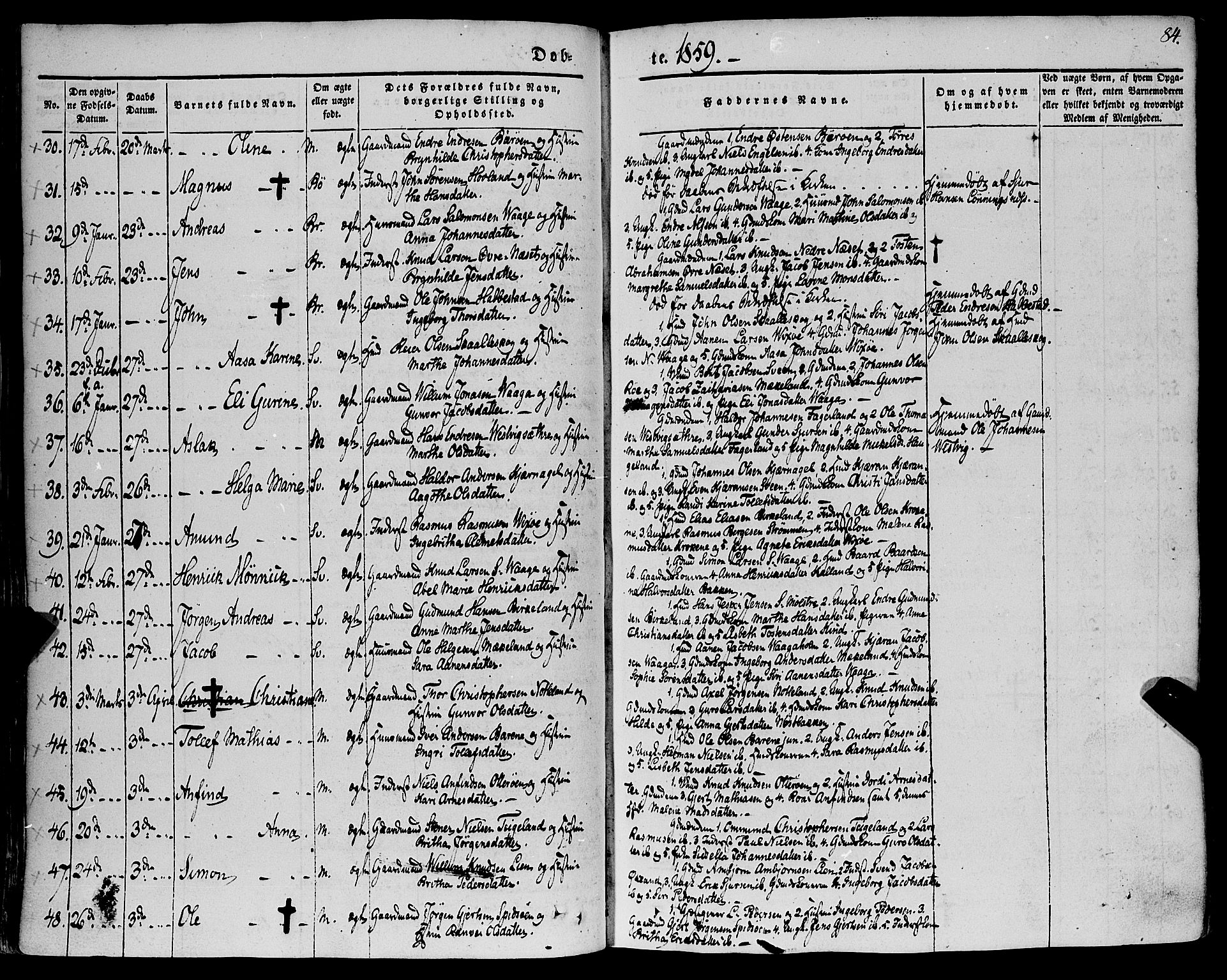 Finnås sokneprestembete, AV/SAB-A-99925/H/Ha/Haa/Haaa/L0007: Ministerialbok nr. A 7, 1850-1862, s. 84
