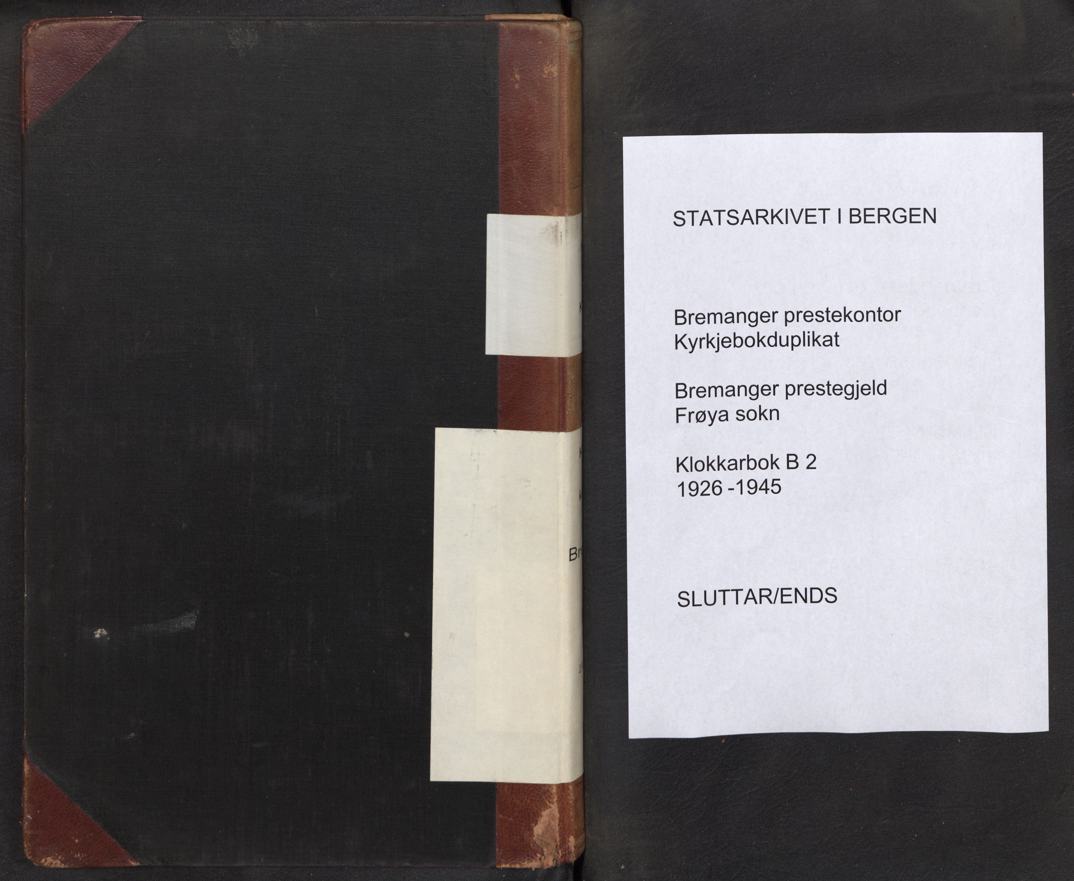 Bremanger sokneprestembete, SAB/A-82201/H/Hab/Habb/L0002: Klokkerbok nr. B 2, 1926-1945