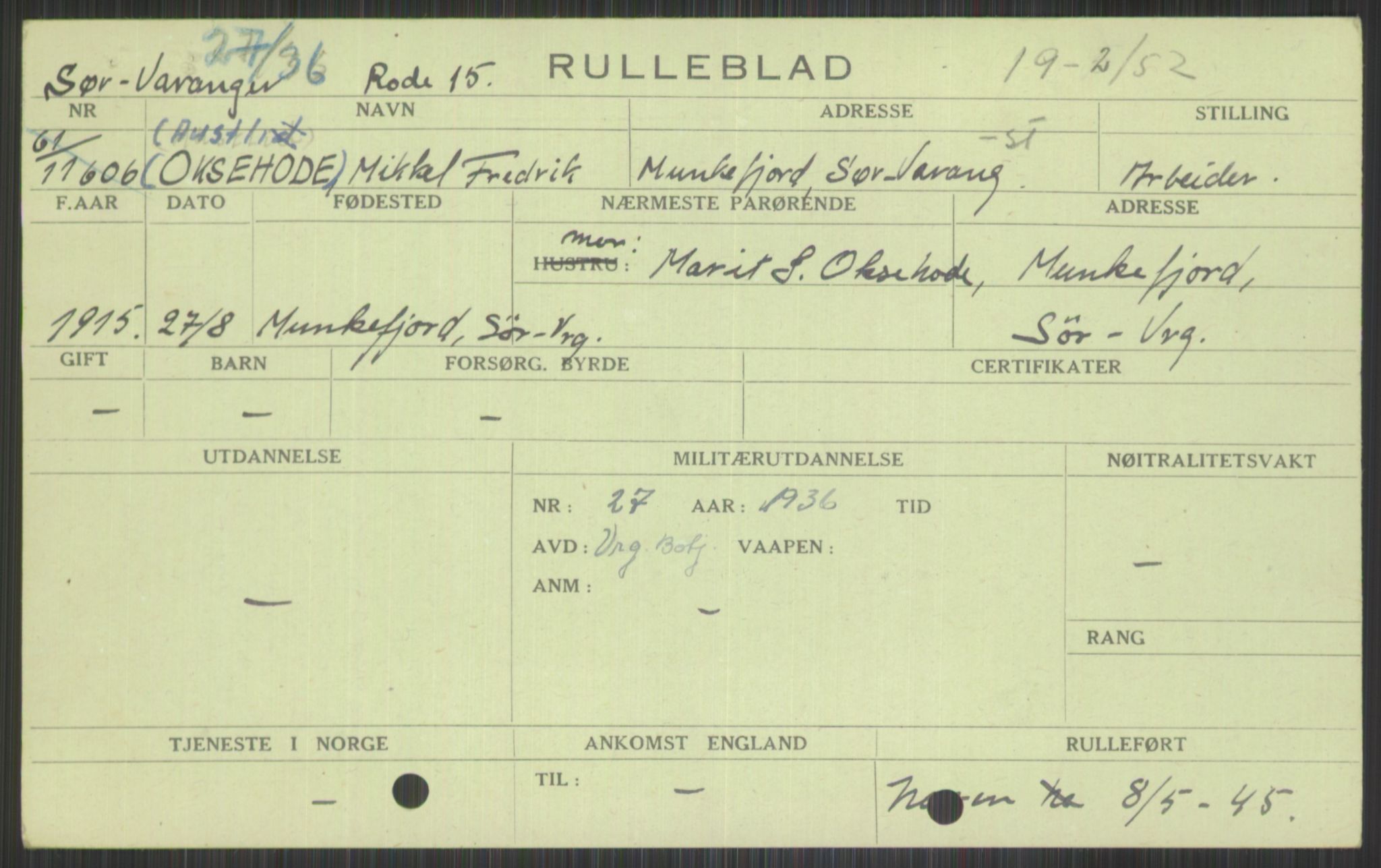 Forsvaret, Varanger bataljon, AV/RA-RAFA-2258/1/D/L0441: Rulleblad for fødte 1913-1917, 1913-1917, s. 617