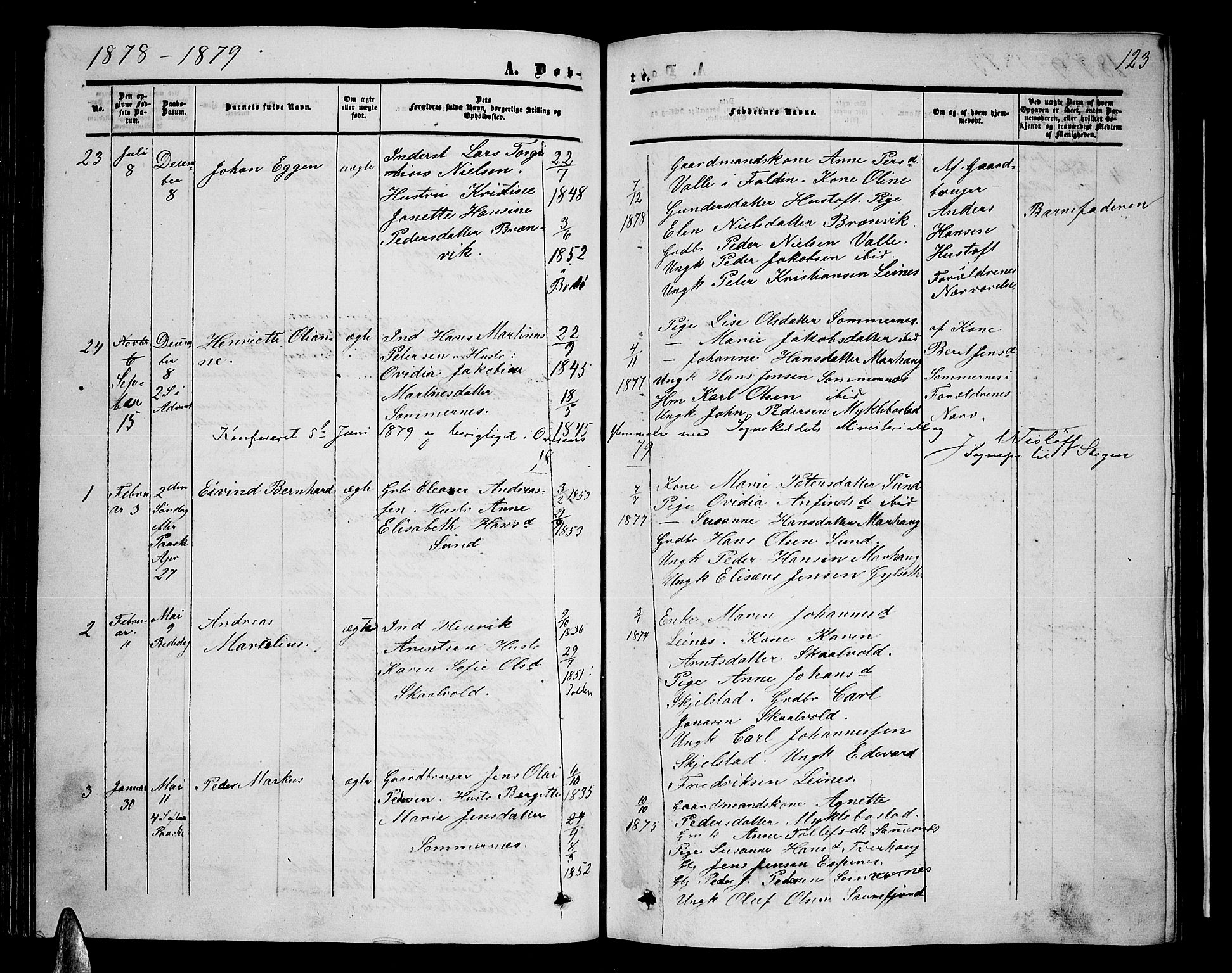 Ministerialprotokoller, klokkerbøker og fødselsregistre - Nordland, AV/SAT-A-1459/857/L0827: Klokkerbok nr. 857C02, 1852-1879, s. 123