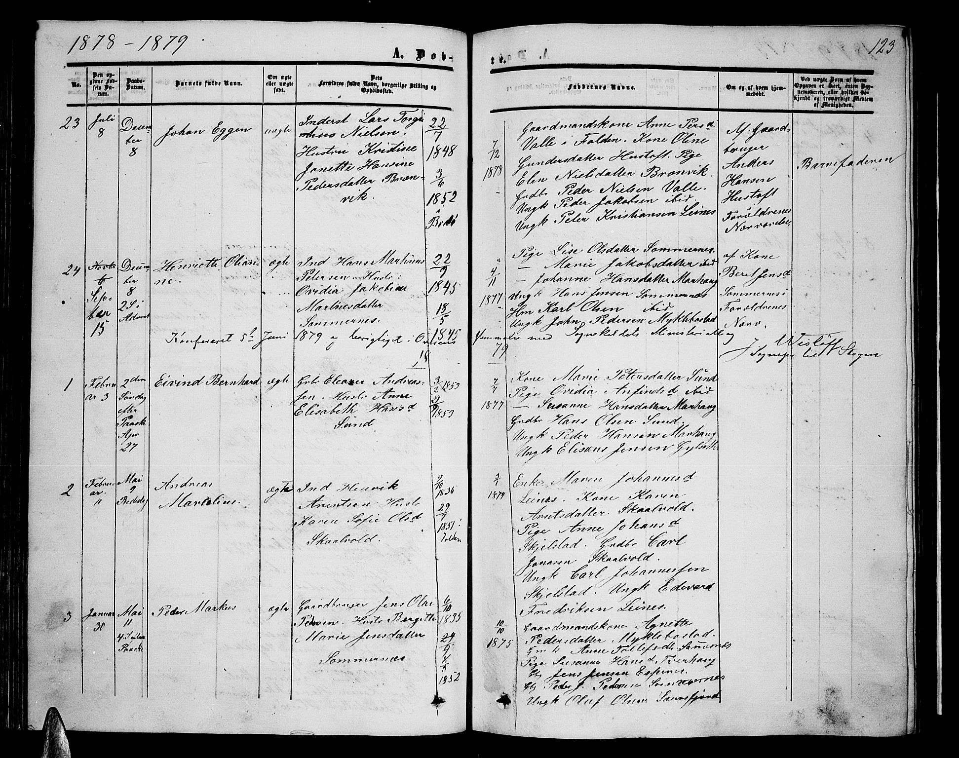 Ministerialprotokoller, klokkerbøker og fødselsregistre - Nordland, SAT/A-1459/857/L0827: Klokkerbok nr. 857C02, 1852-1879, s. 123