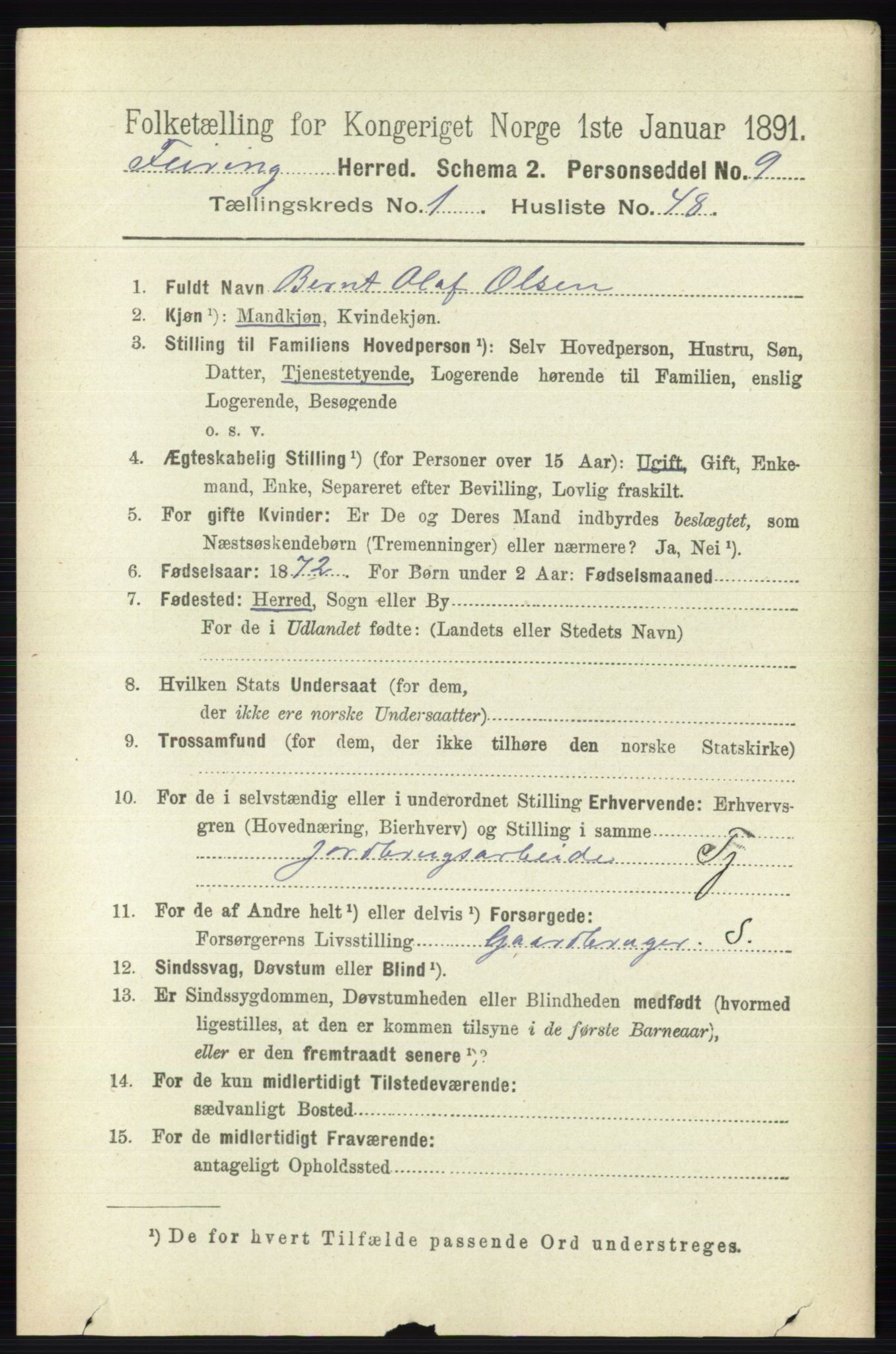RA, Folketelling 1891 for 0240 Feiring herred, 1891, s. 372