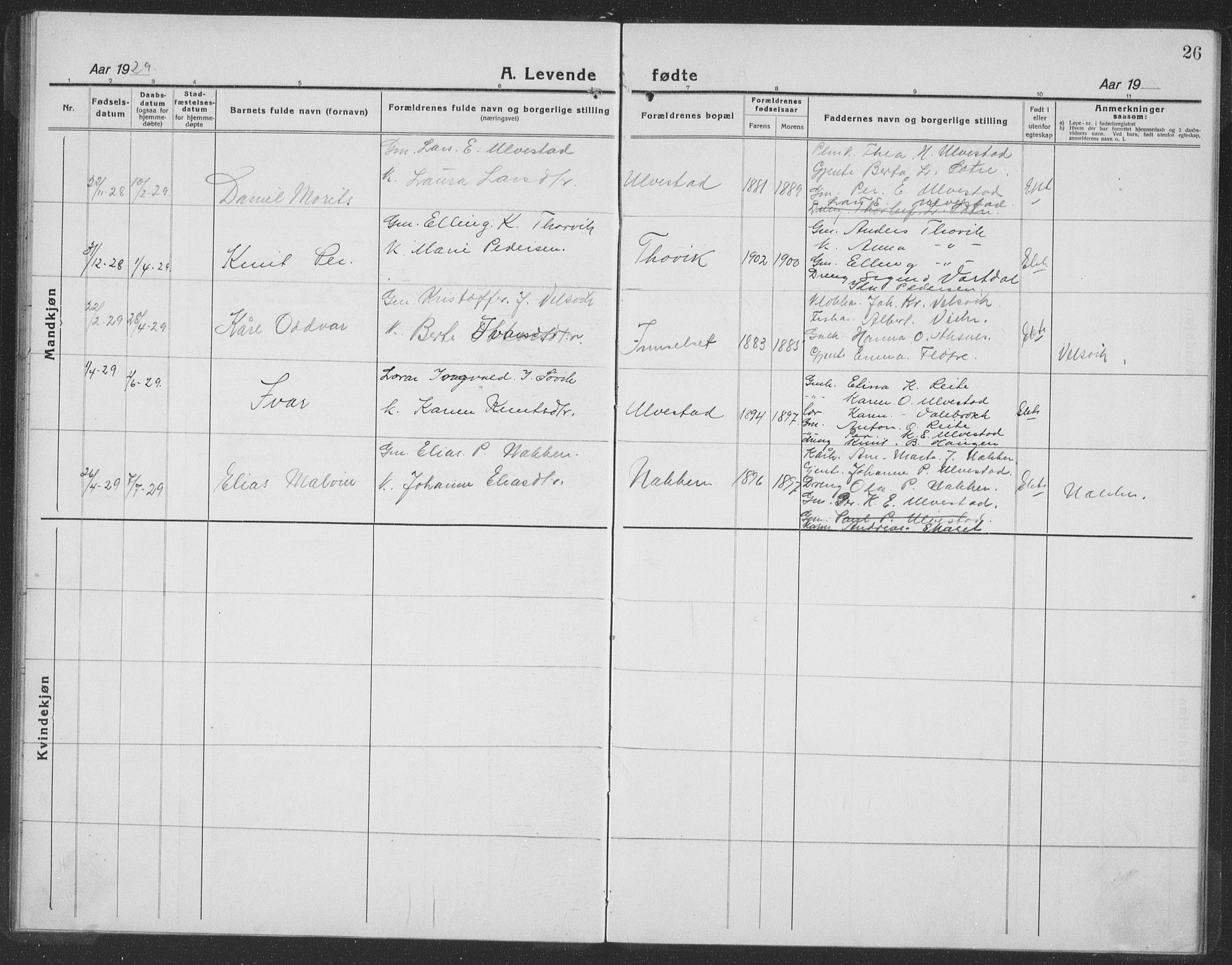 Ministerialprotokoller, klokkerbøker og fødselsregistre - Møre og Romsdal, AV/SAT-A-1454/512/L0170: Klokkerbok nr. 512C02, 1921-1938, s. 26