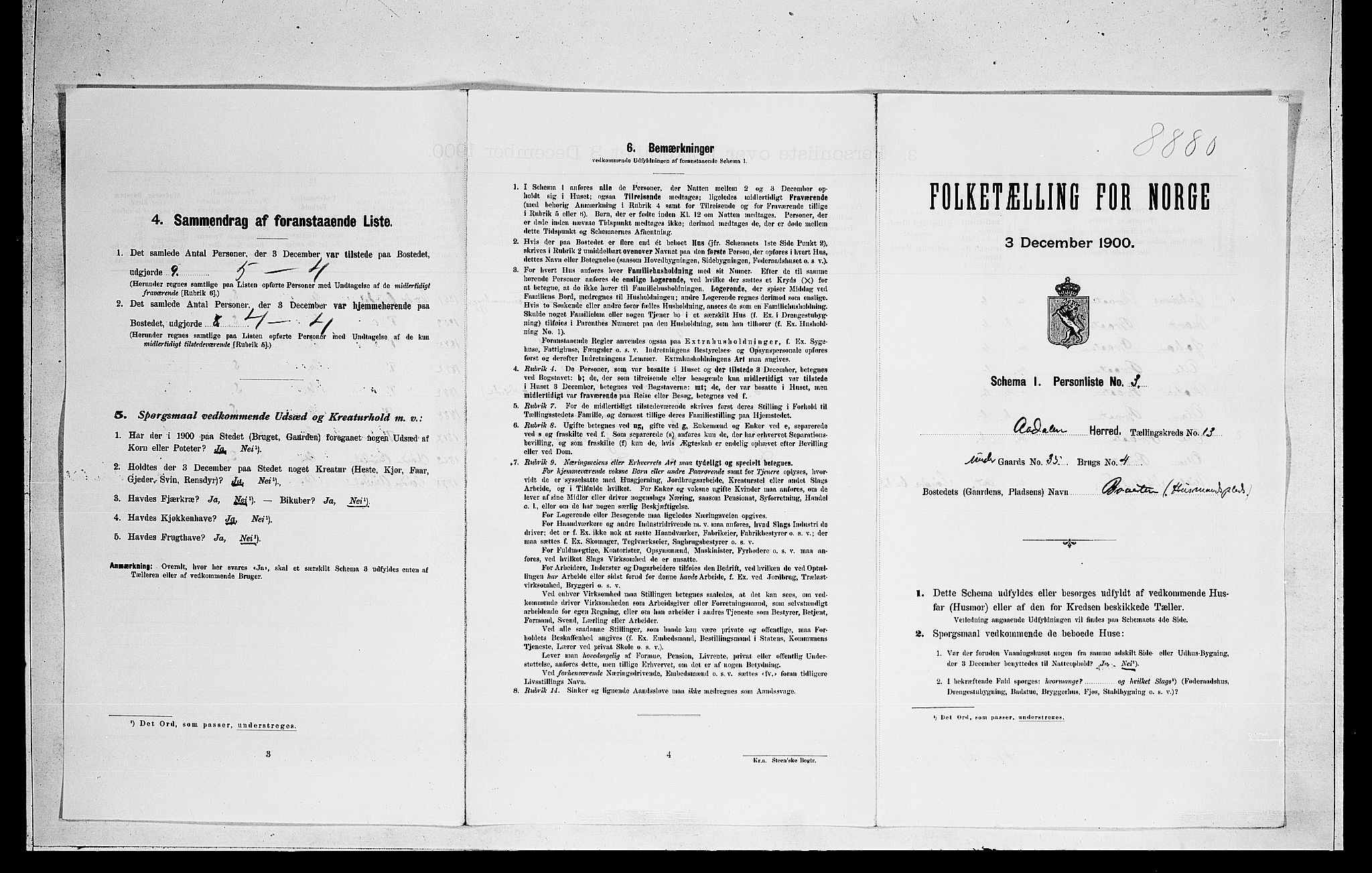 RA, Folketelling 1900 for 0614 Ådal herred, 1900, s. 892