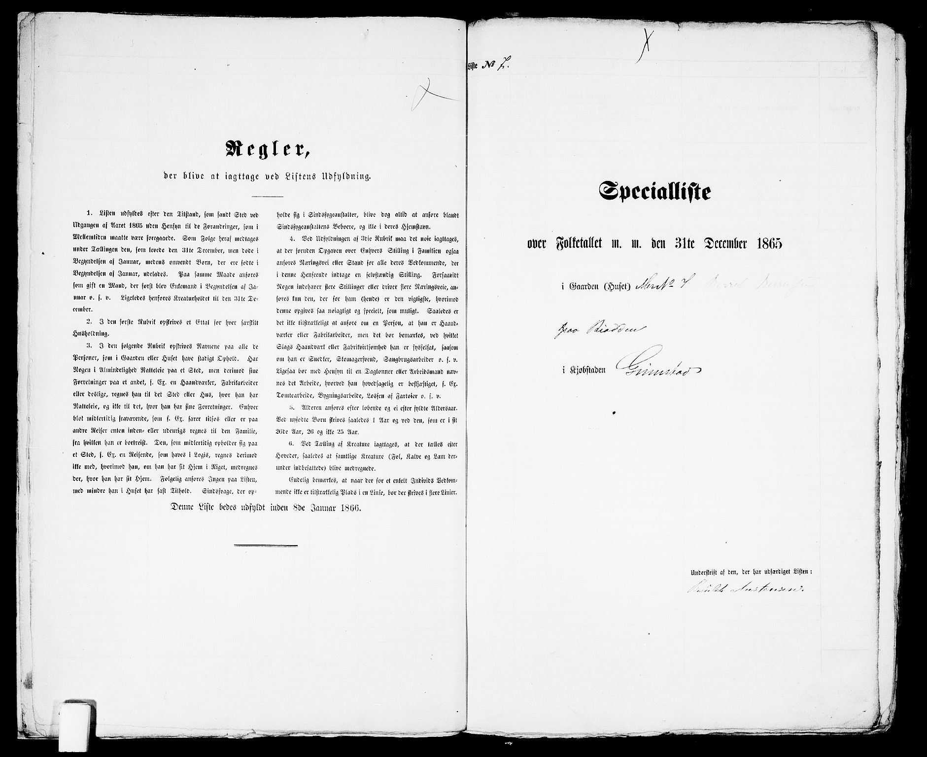 RA, Folketelling 1865 for 0904B Fjære prestegjeld, Grimstad kjøpstad, 1865, s. 20