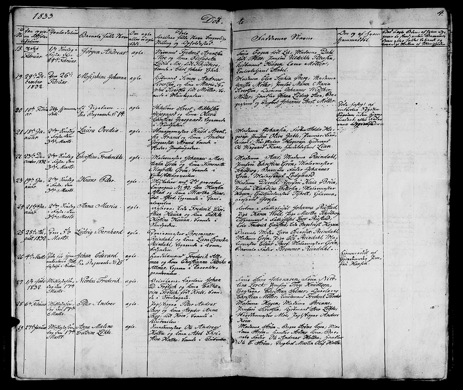 Ministerialprotokoller, klokkerbøker og fødselsregistre - Sør-Trøndelag, AV/SAT-A-1456/602/L0136: Klokkerbok nr. 602C04, 1833-1845, s. 4