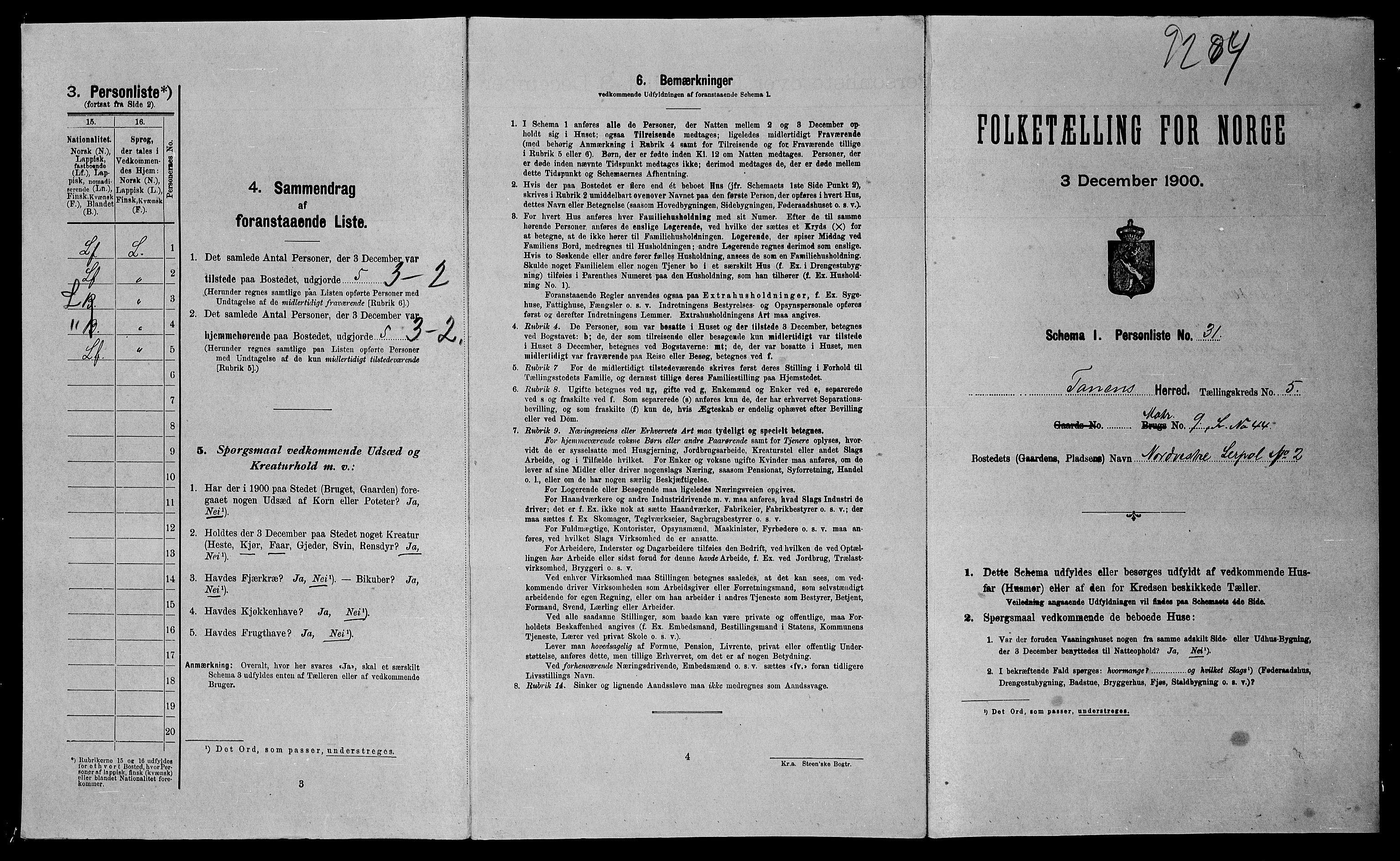 SATØ, Folketelling 1900 for 2025 Tana herred, 1900, s. 836
