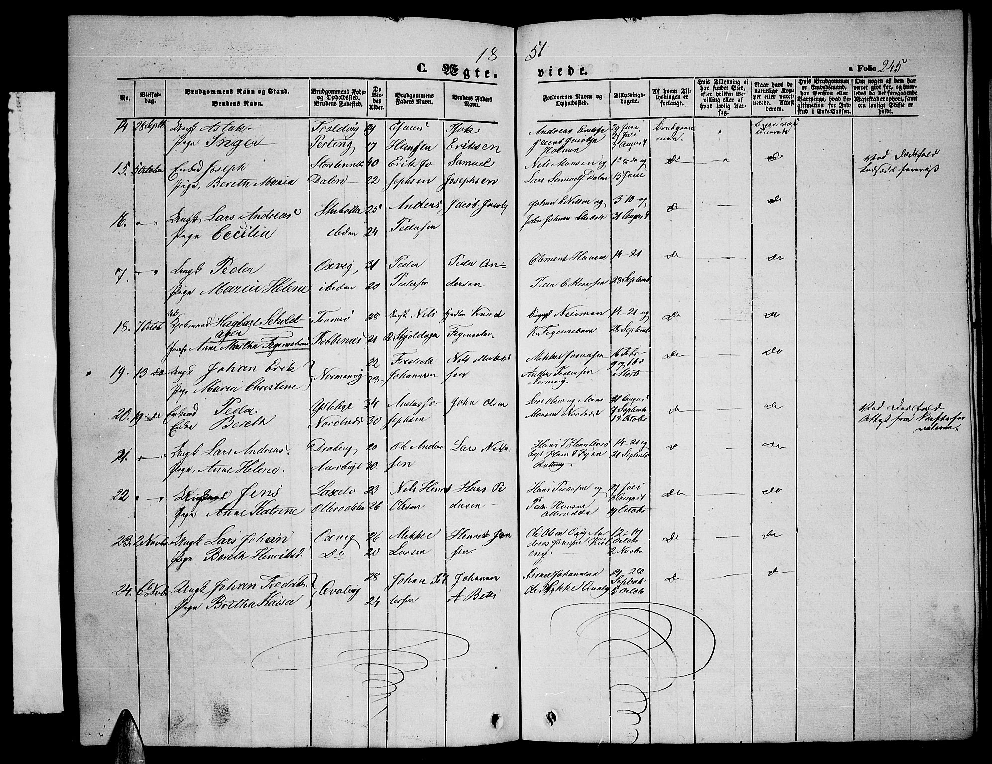 Lyngen sokneprestembete, AV/SATØ-S-1289/H/He/Heb/L0002klokker: Klokkerbok nr. 2, 1839-1860, s. 245