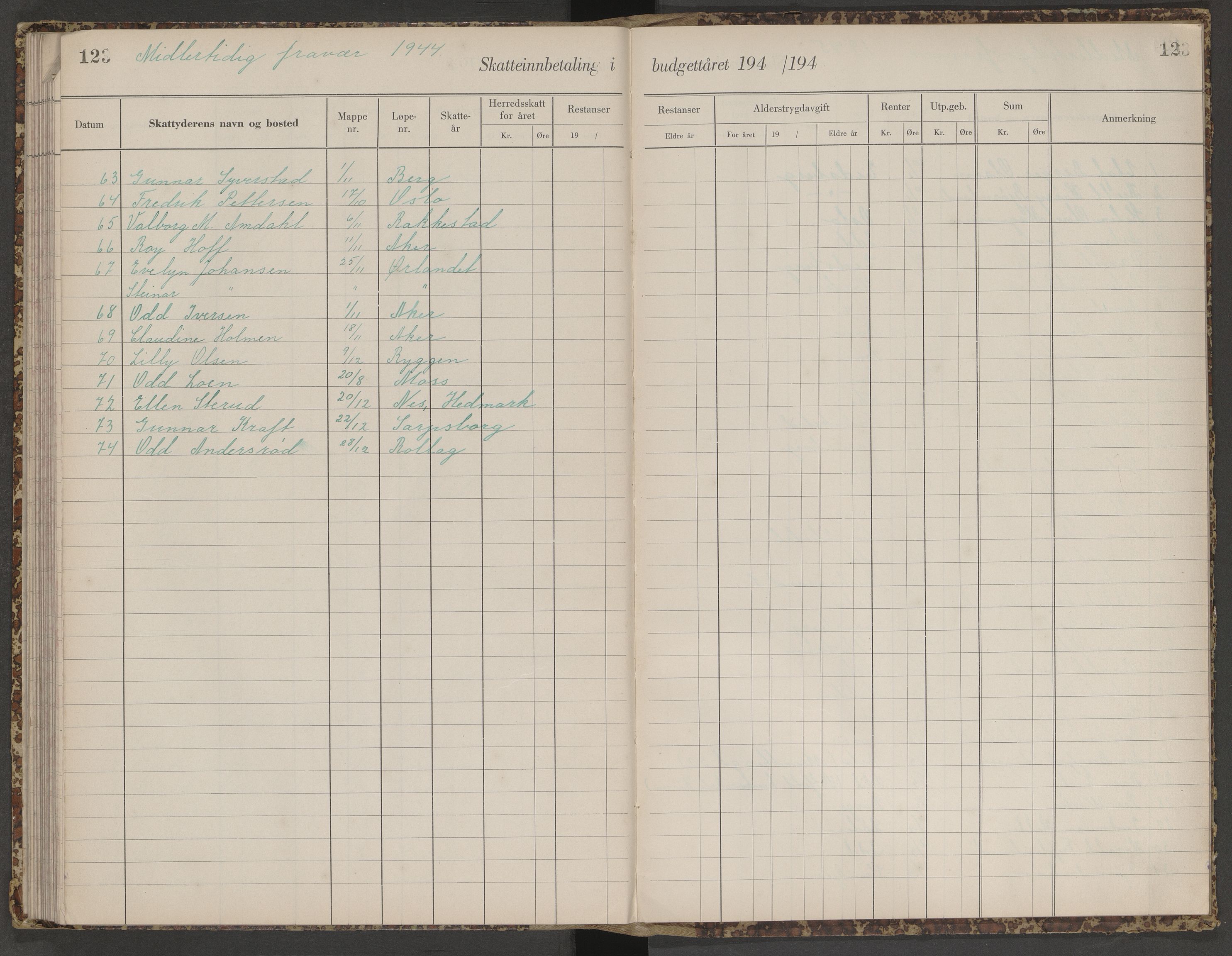 Skjeberg folkeregister, AV/SAO-A-10495/K/Ka/L0003: Fortegnelse over inn- og utflyttede, 1943-1947, s. 123