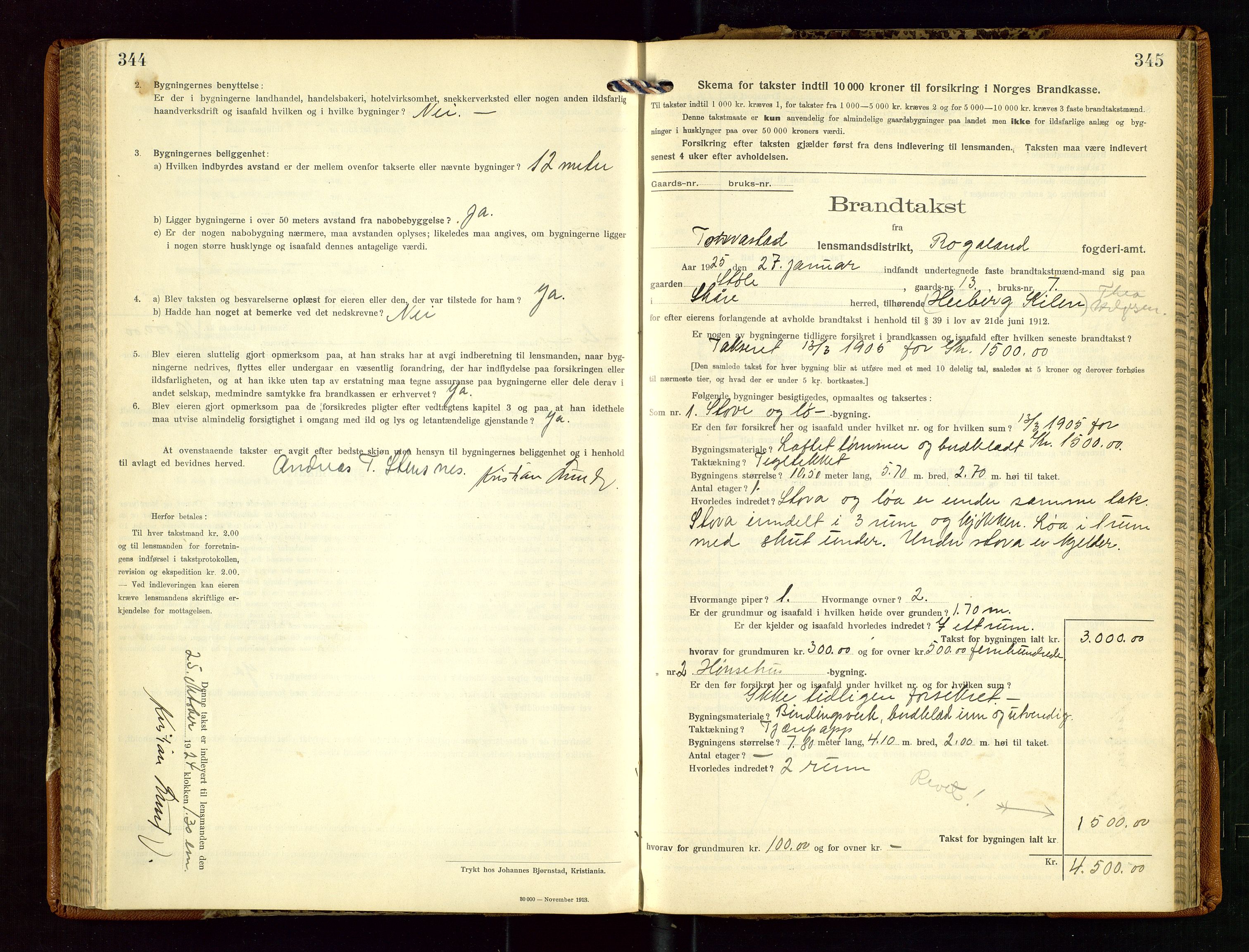 Torvestad lensmannskontor, AV/SAST-A-100307/1/Gob/L0005: "Brandtaxationsprotokol for Torvestad Lensmannsdistrikt", 1915-1928, s. 344-345