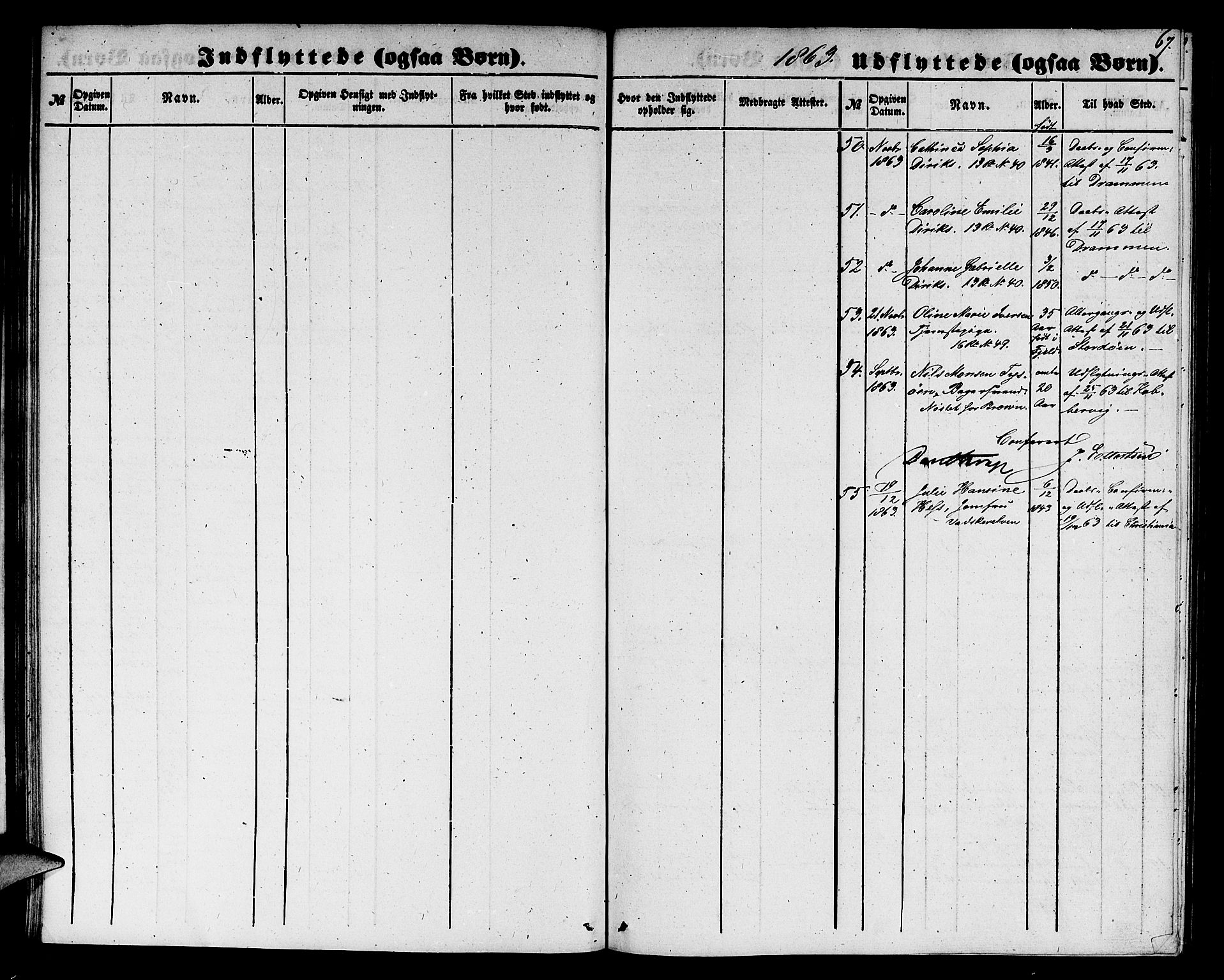 Domkirken sokneprestembete, SAB/A-74801/H/Hab/L0044: Klokkerbok nr. F 1, 1856-1879, s. 67