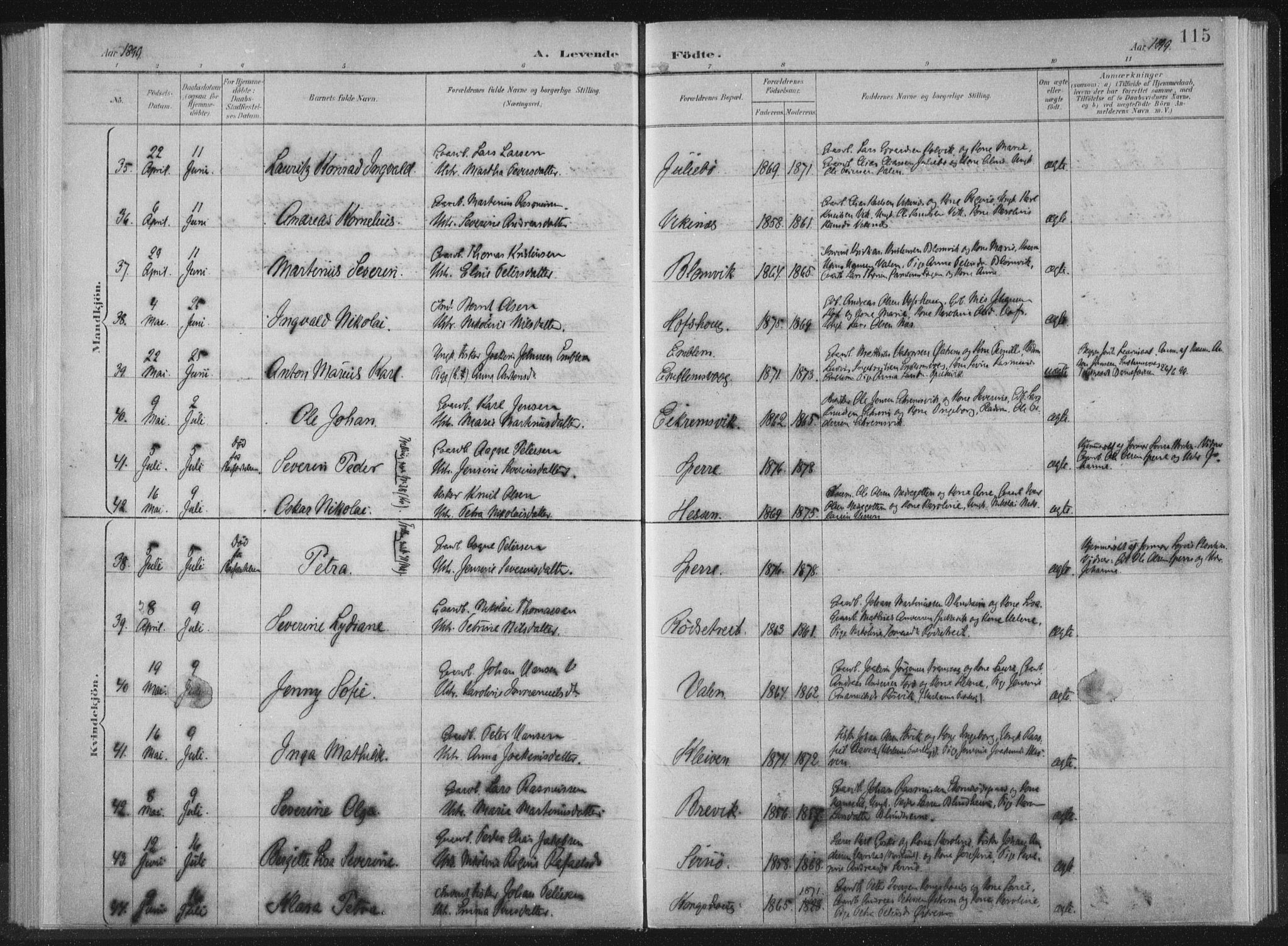 Ministerialprotokoller, klokkerbøker og fødselsregistre - Møre og Romsdal, AV/SAT-A-1454/528/L0405: Ministerialbok nr. 528A14, 1891-1906, s. 115