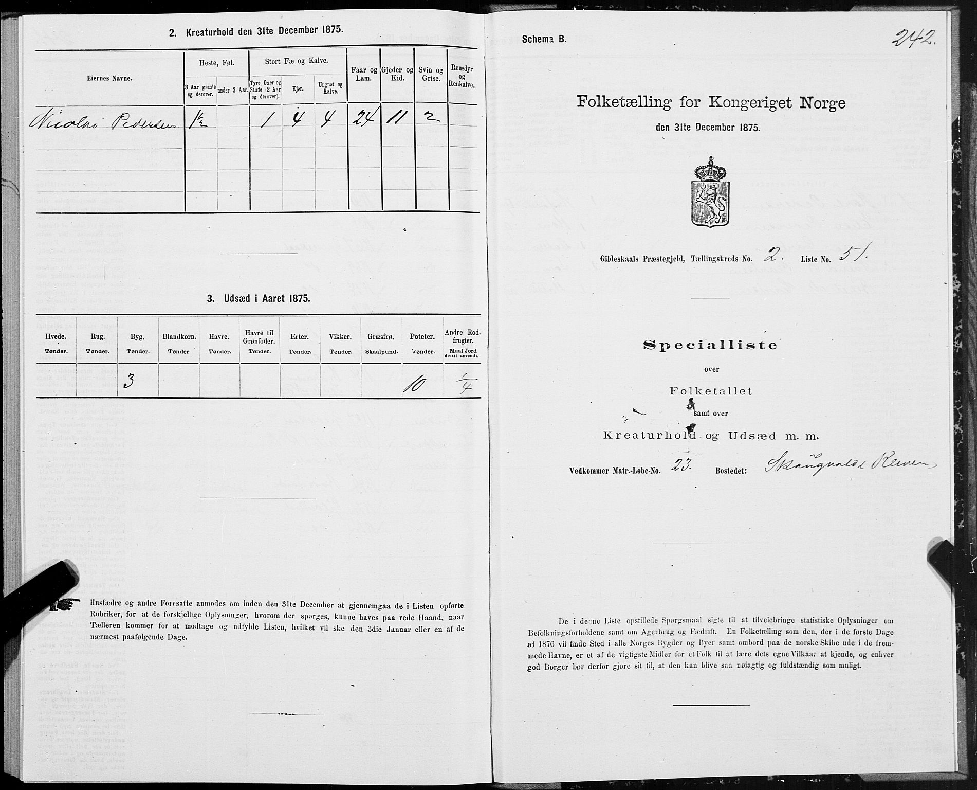 SAT, Folketelling 1875 for 1838P Gildeskål prestegjeld, 1875, s. 1242