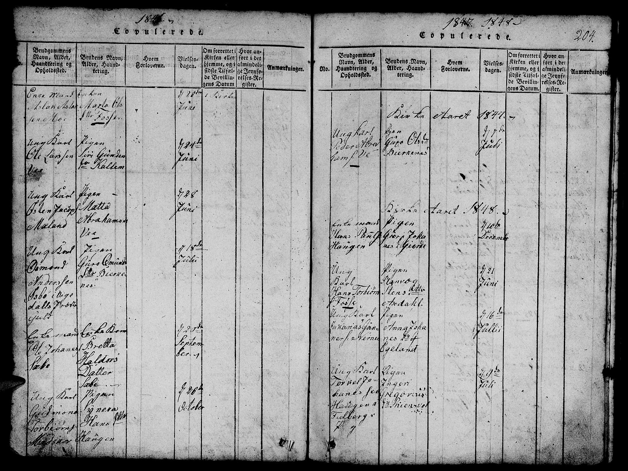 Etne sokneprestembete, SAB/A-75001/H/Hab: Klokkerbok nr. B 1, 1815-1850, s. 204