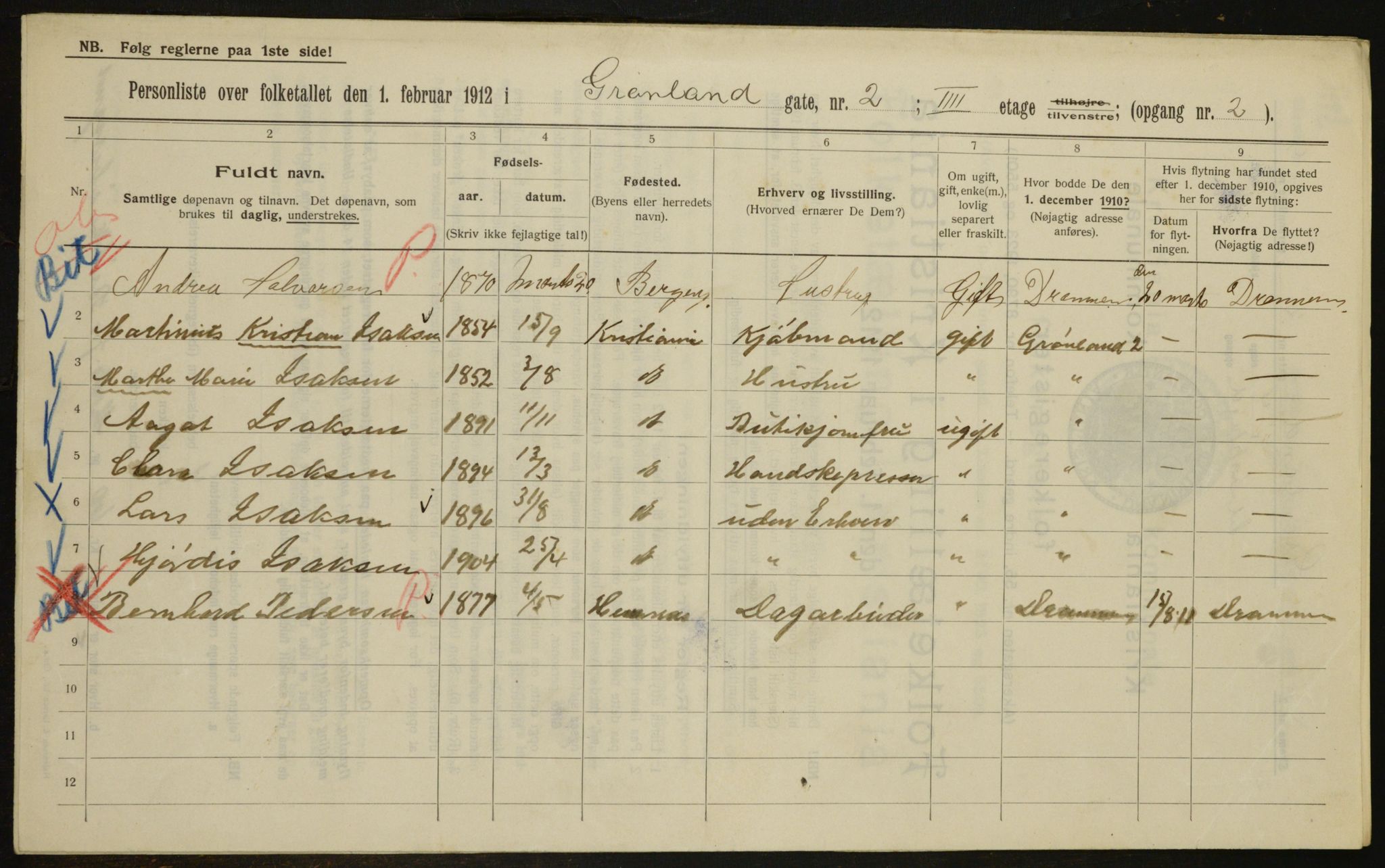 OBA, Kommunal folketelling 1.2.1912 for Kristiania, 1912, s. 30993