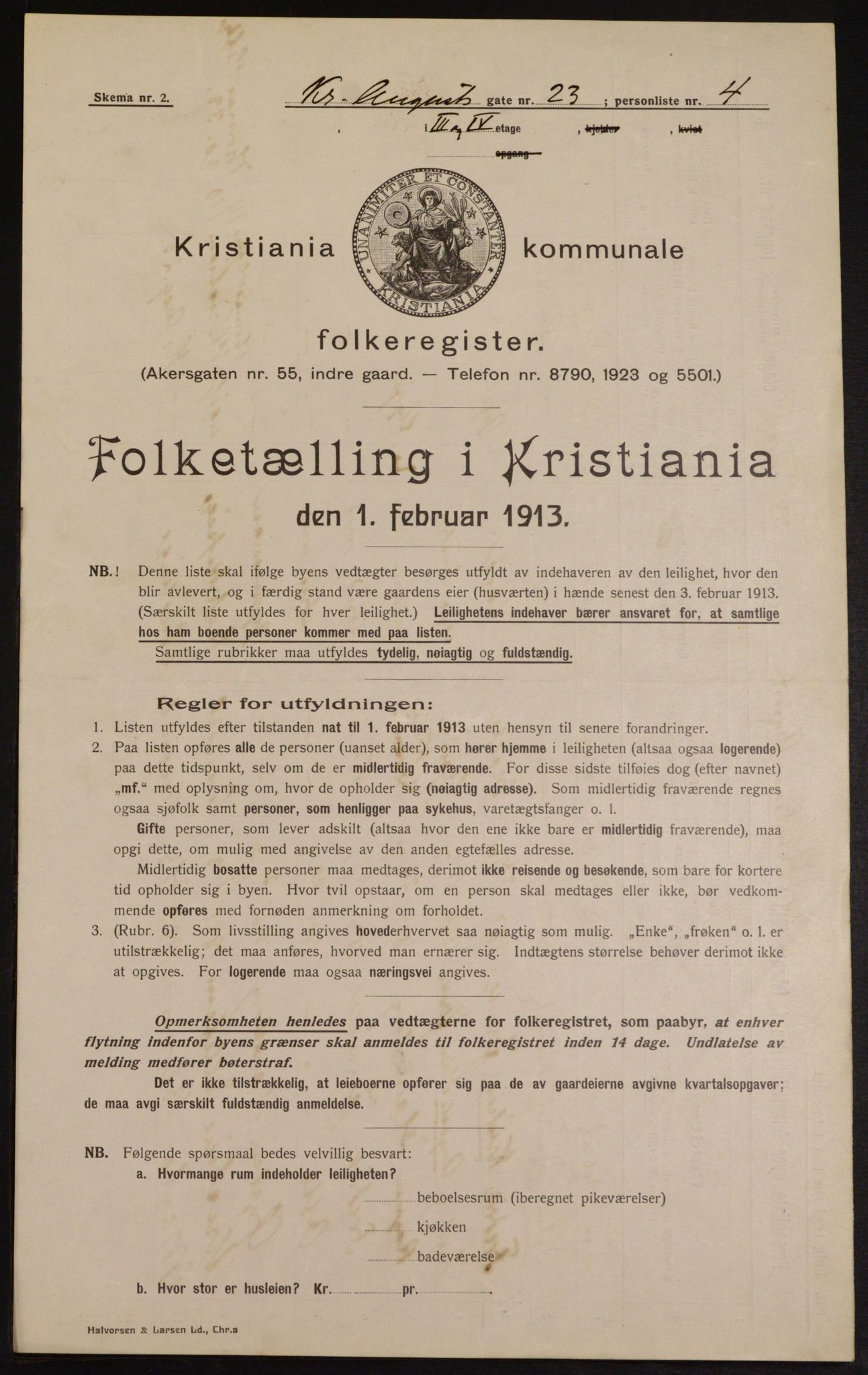 OBA, Kommunal folketelling 1.2.1913 for Kristiania, 1913, s. 53833