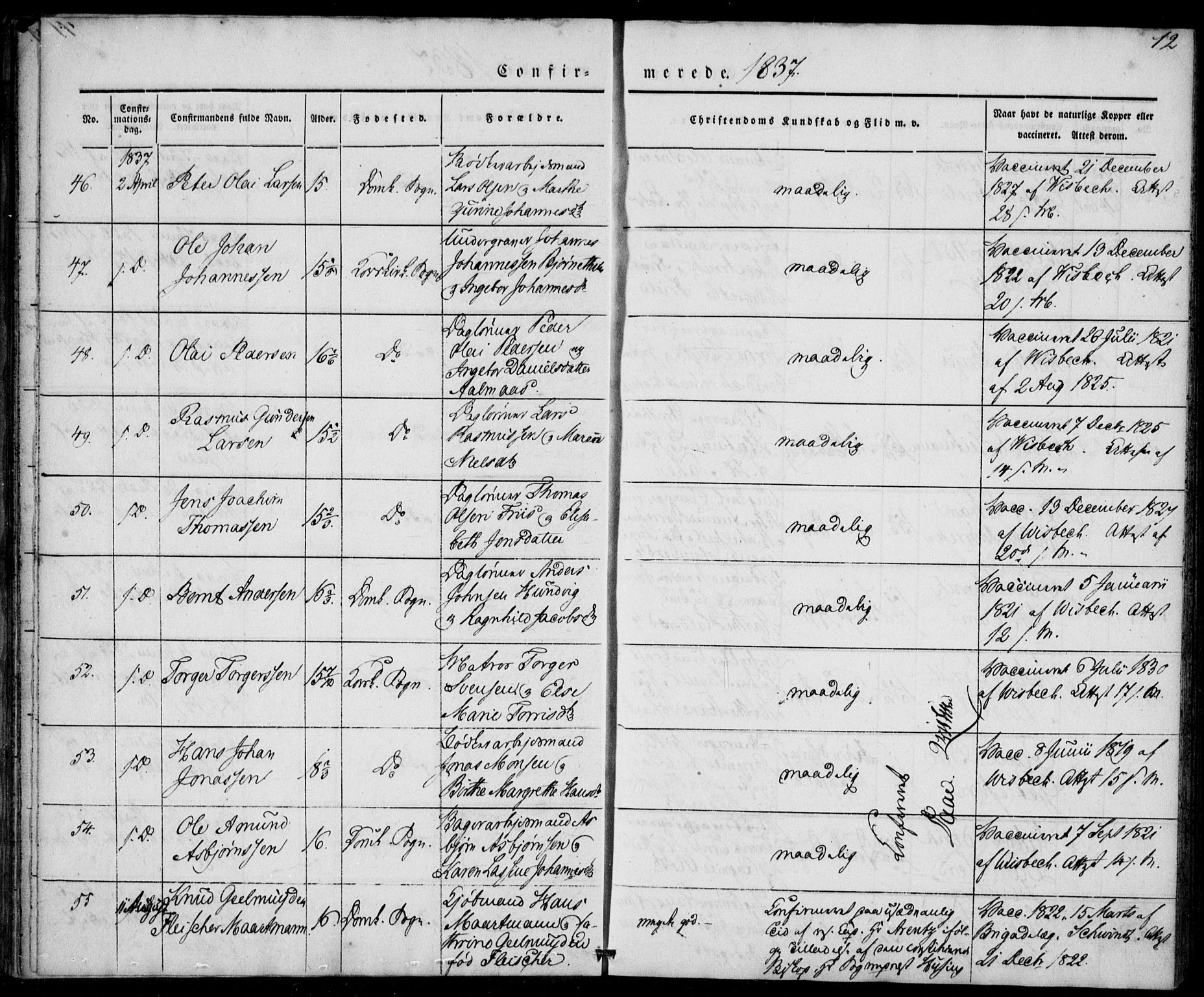 Korskirken sokneprestembete, SAB/A-76101/H/Haa/L0025: Ministerialbok nr. C 1, 1836-1842, s. 12