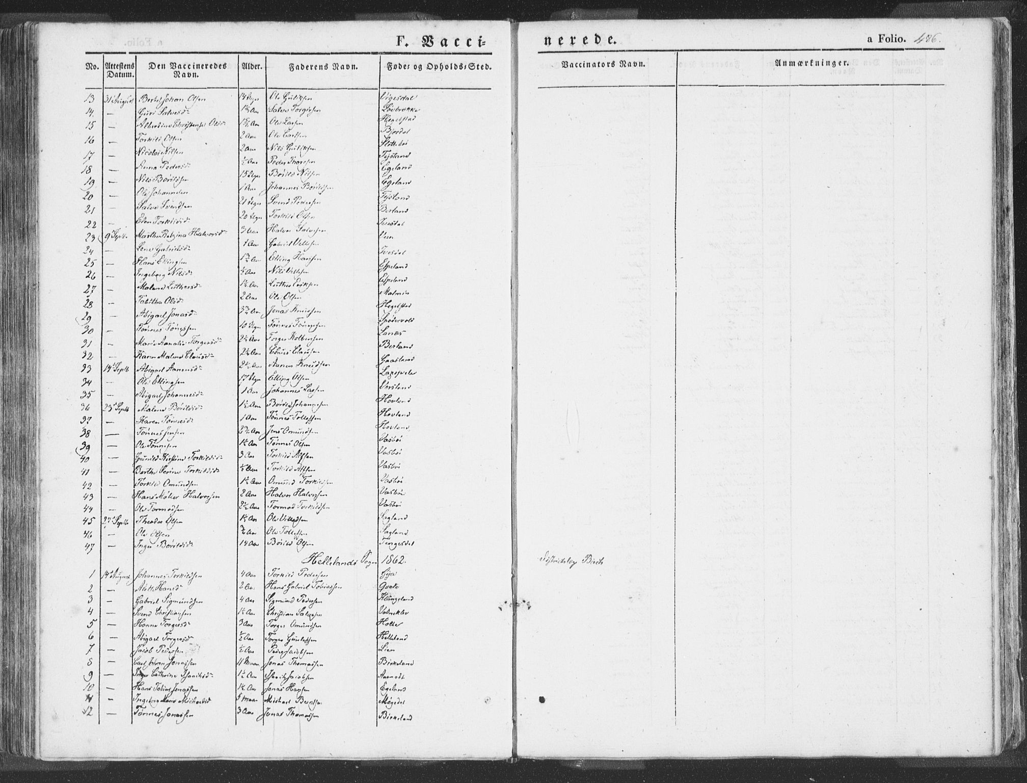 Helleland sokneprestkontor, SAST/A-101810: Ministerialbok nr. A 6.2, 1834-1863, s. 486