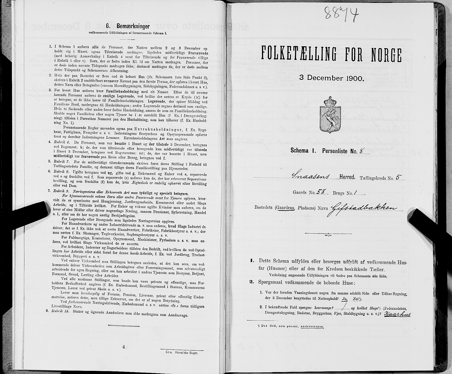 SAT, Folketelling 1900 for 1736 Snåsa herred, 1900, s. 1148