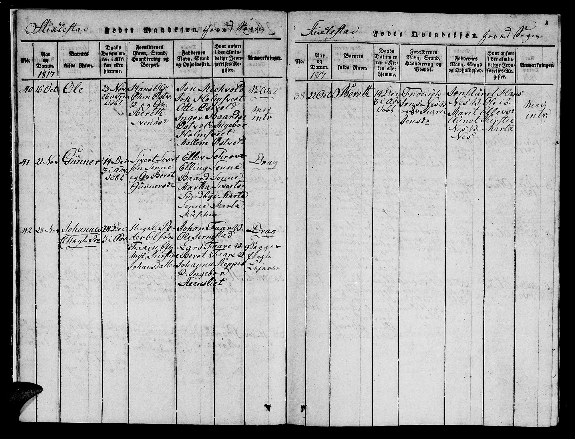 Ministerialprotokoller, klokkerbøker og fødselsregistre - Nord-Trøndelag, SAT/A-1458/723/L0251: Klokkerbok nr. 723C01 /1, 1816-1831, s. 8