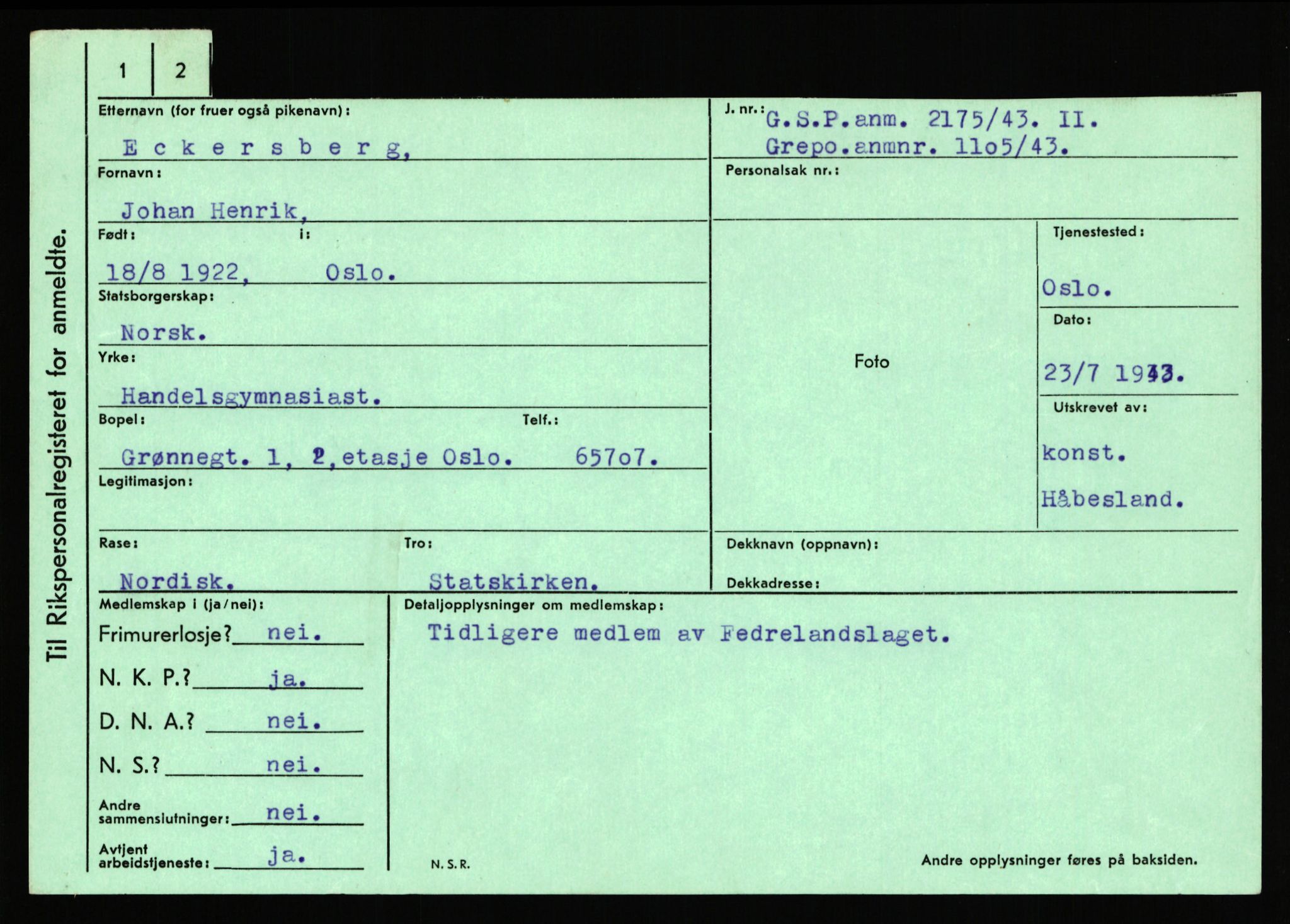 Statspolitiet - Hovedkontoret / Osloavdelingen, AV/RA-S-1329/C/Ca/L0003: Brechan - Eichinger	, 1943-1945, s. 4629