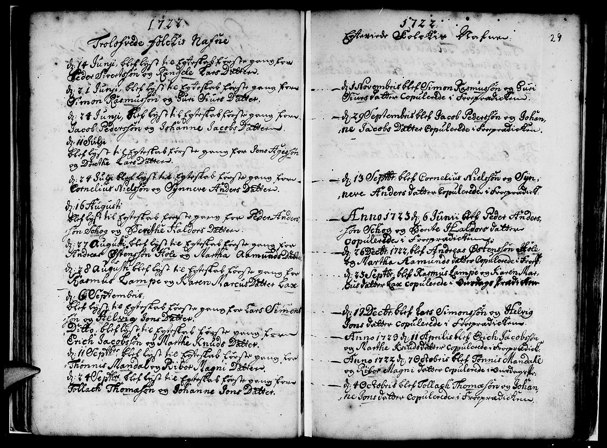 Nykirken Sokneprestembete, AV/SAB-A-77101/H/Haa/L0007: Ministerialbok nr. A 7, 1719-1781, s. 29