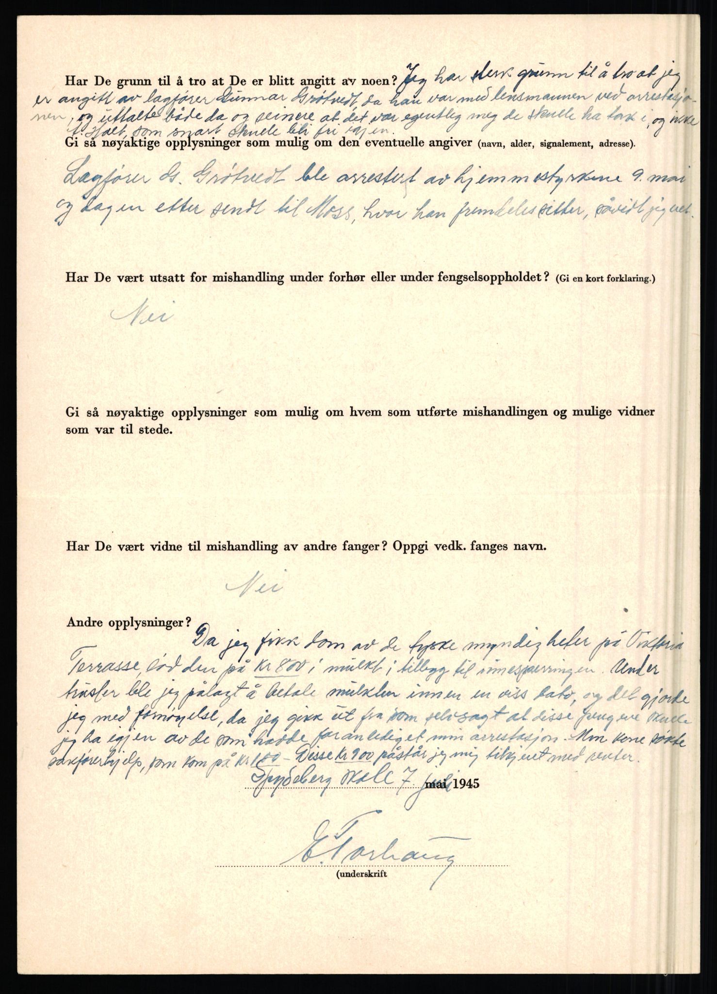 Rikspolitisjefen, AV/RA-S-1560/L/L0017: Tidemann, Hermann G. - Veum, Tjostolv, 1940-1945, s. 256