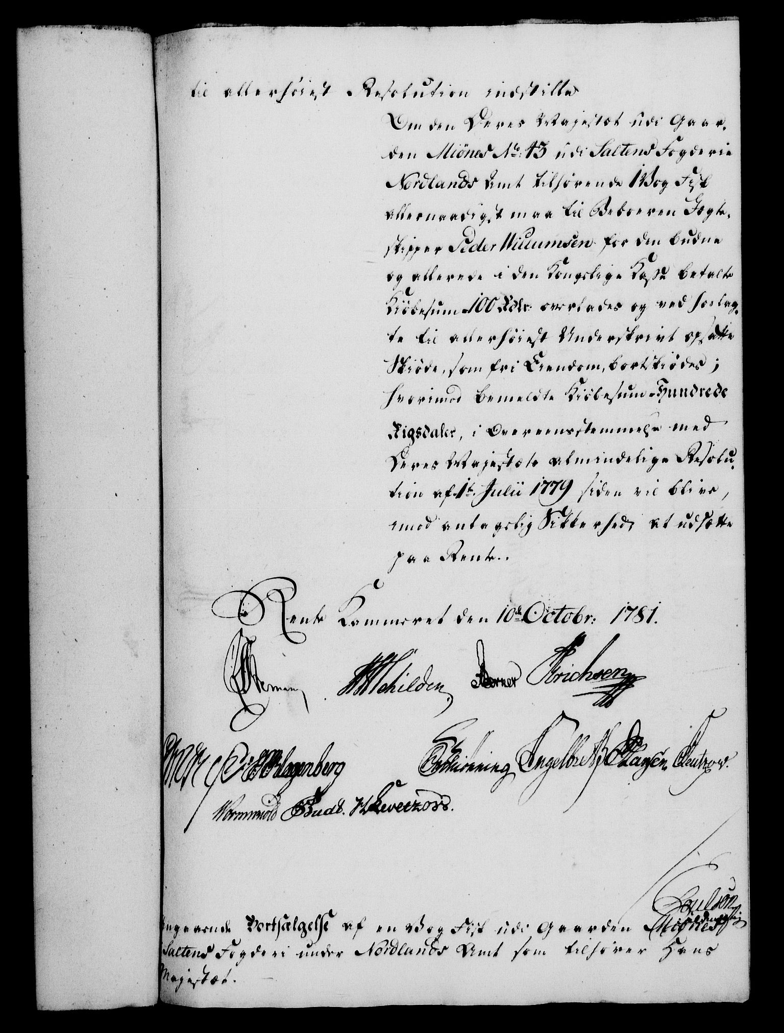 Rentekammeret, Kammerkanselliet, RA/EA-3111/G/Gf/Gfa/L0063: Norsk relasjons- og resolusjonsprotokoll (merket RK 52.63), 1781, s. 1039