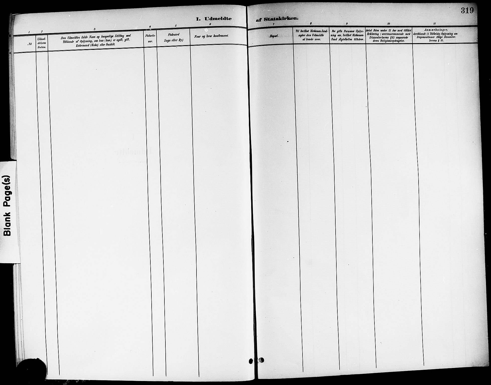 Brunlanes kirkebøker, SAKO/A-342/G/Ga/L0004: Klokkerbok nr. I 4, 1898-1921, s. 319