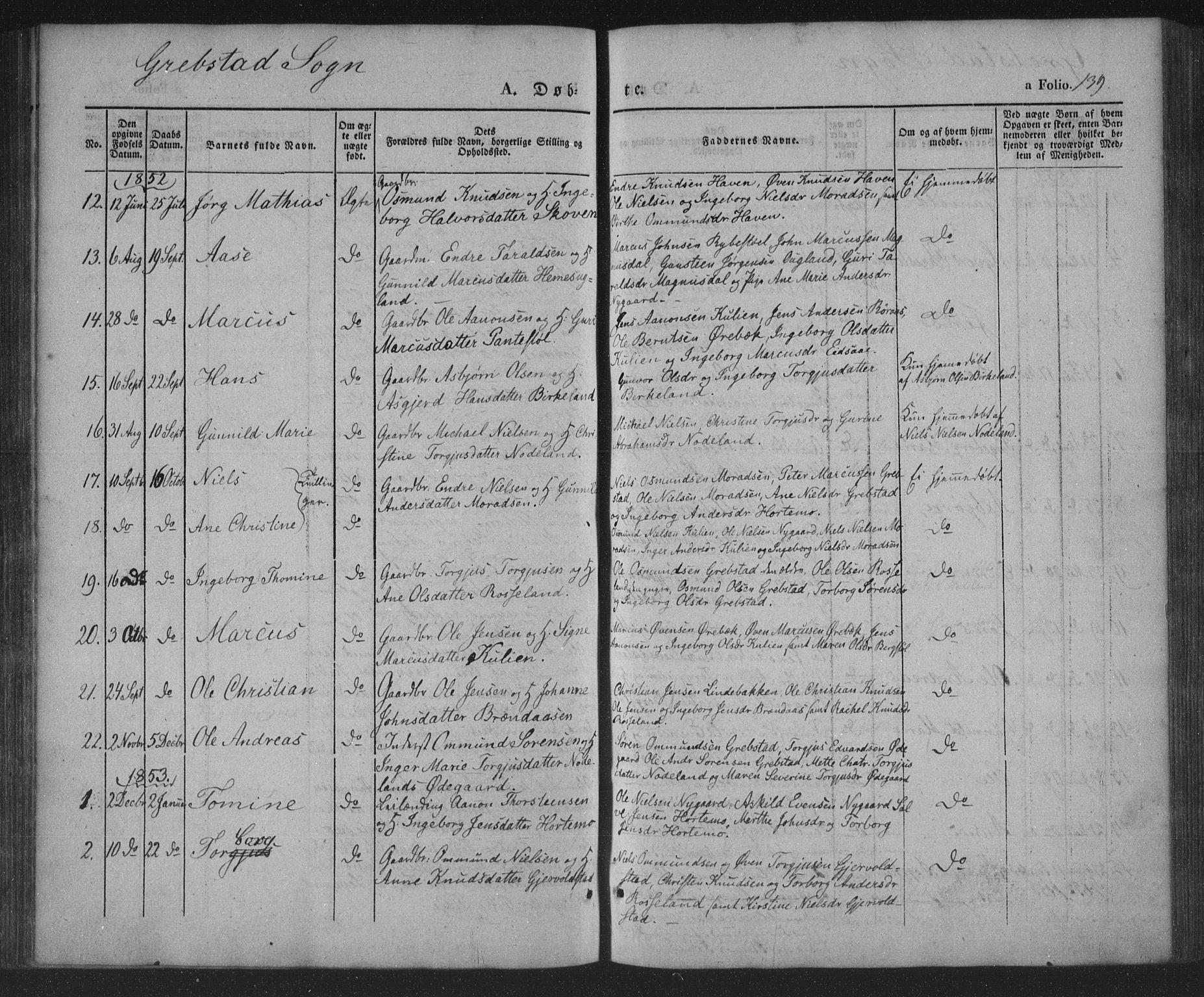 Søgne sokneprestkontor, SAK/1111-0037/F/Fa/Fab/L0009: Ministerialbok nr. A 9, 1838-1853, s. 139