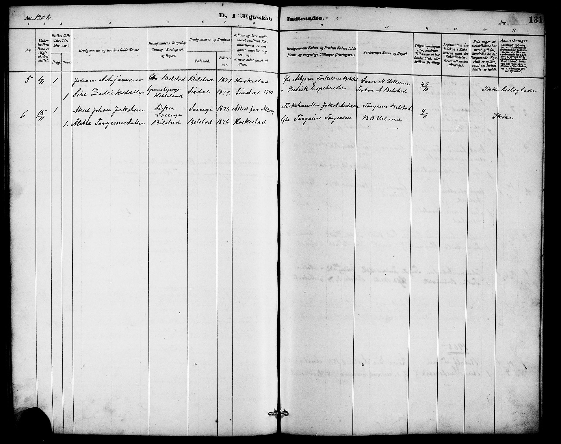 Lund sokneprestkontor, AV/SAST-A-101809/S07/L0007: Klokkerbok nr. B 7, 1890-1925, s. 131