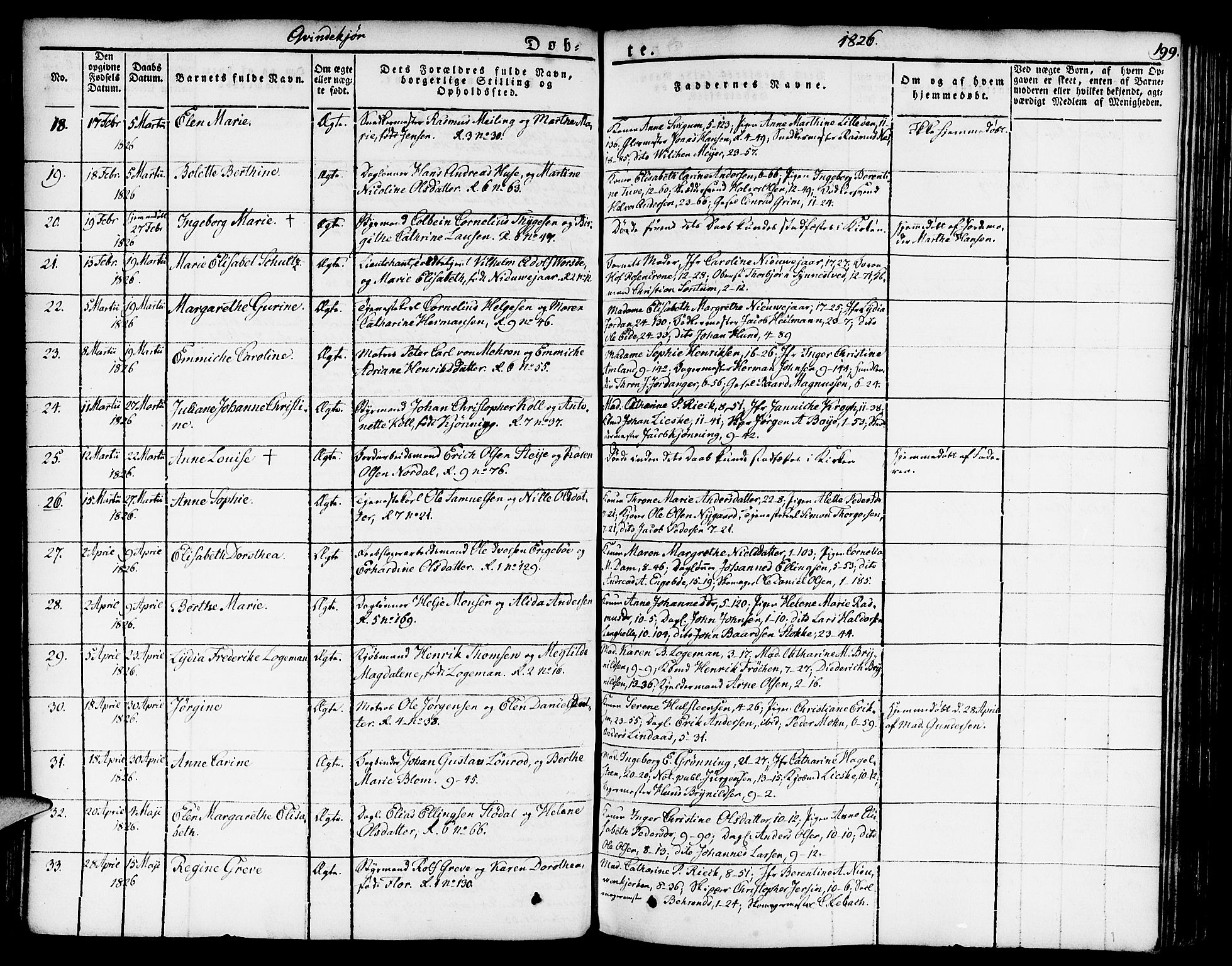 Nykirken Sokneprestembete, AV/SAB-A-77101/H/Haa/L0012: Ministerialbok nr. A 12, 1821-1844, s. 199