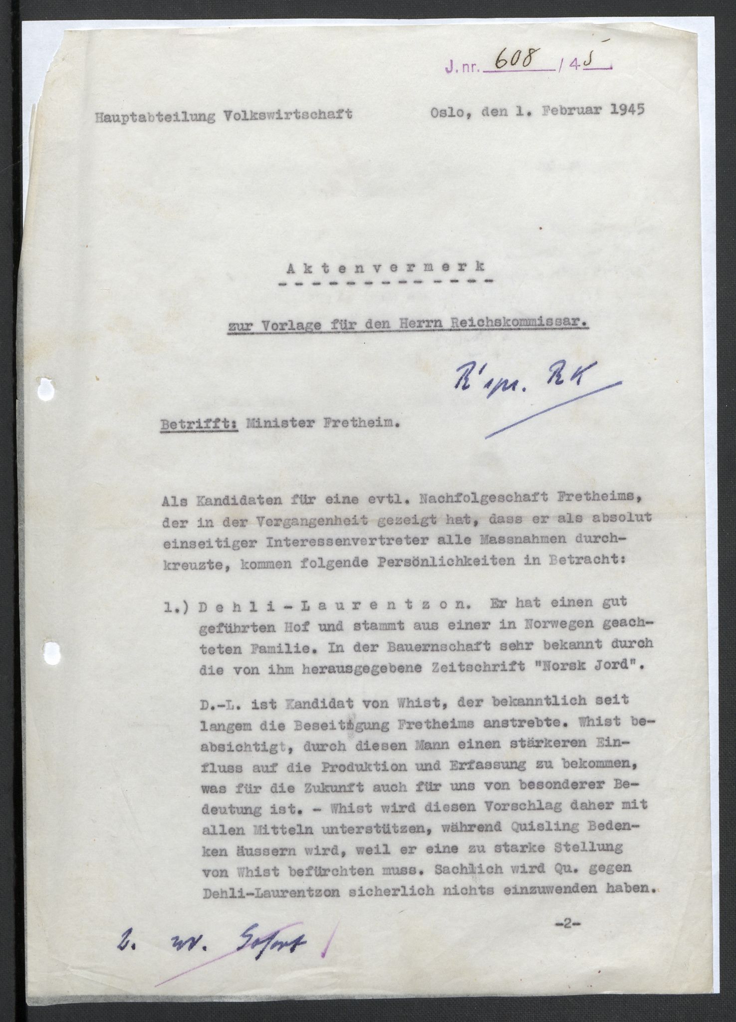 Landssvikarkivet, Oslo politikammer, RA/S-3138-01/D/Da/L0003: Dnr. 29, 1945, s. 1305