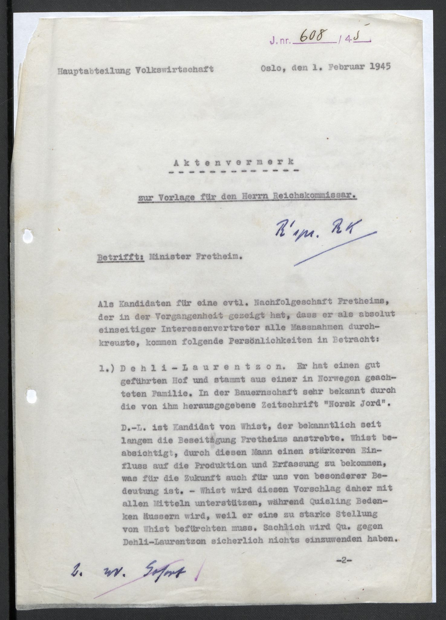 Landssvikarkivet, Oslo politikammer, AV/RA-S-3138-01/D/Da/L0003: Dnr. 29, 1945, s. 1305