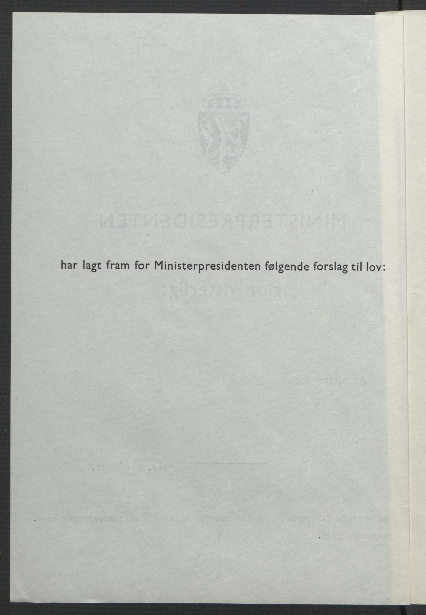 NS-administrasjonen 1940-1945 (Statsrådsekretariatet, de kommisariske statsråder mm), RA/S-4279/D/Db/L0099: Lover, 1943, s. 205
