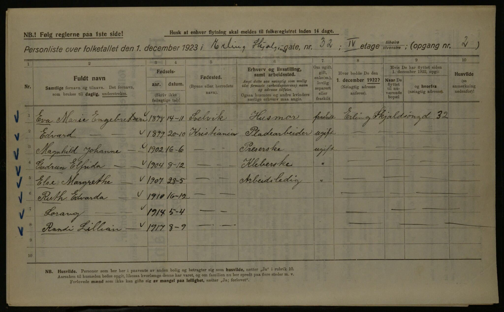 OBA, Kommunal folketelling 1.12.1923 for Kristiania, 1923, s. 25240