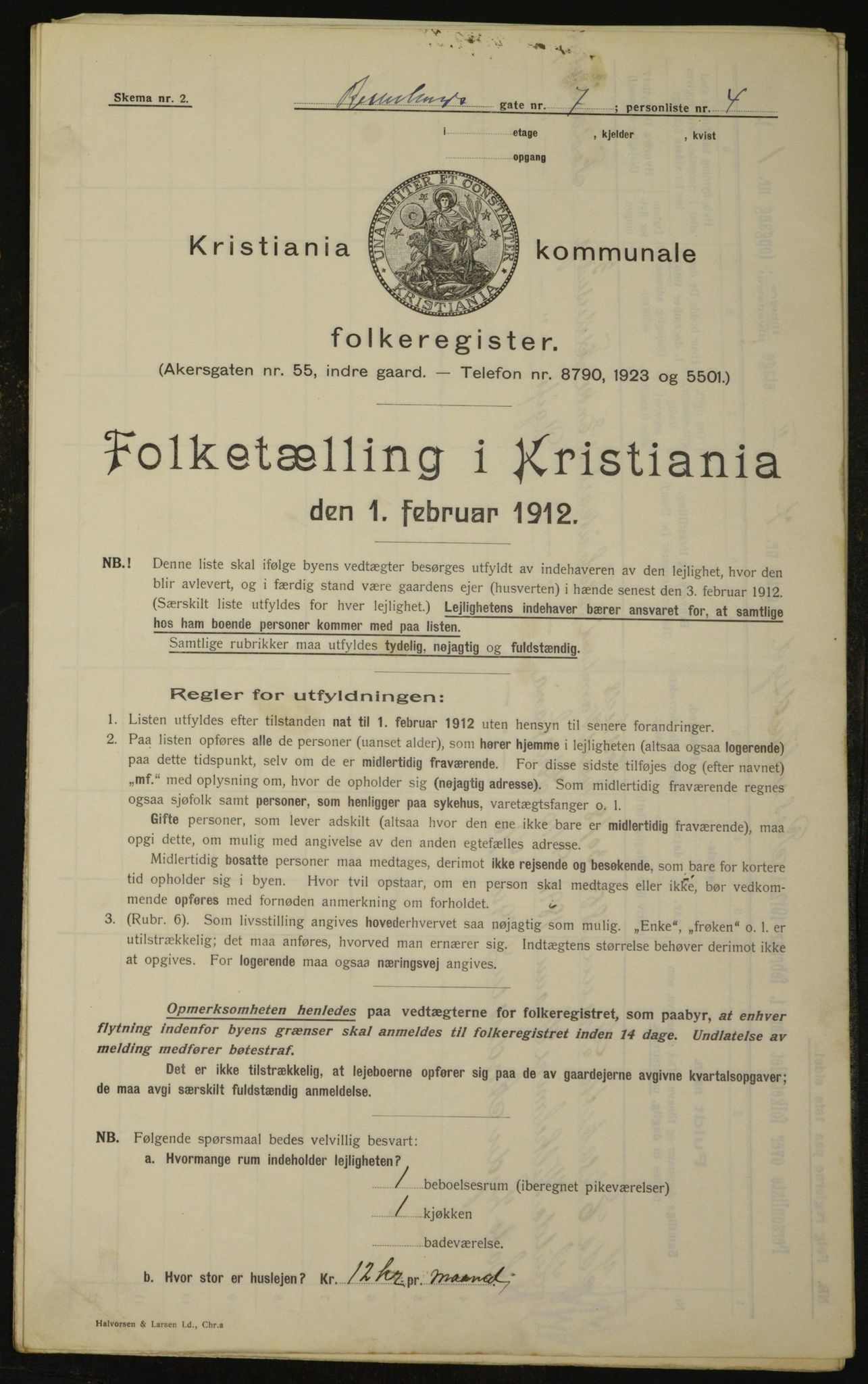 OBA, Kommunal folketelling 1.2.1912 for Kristiania, 1912, s. 84207