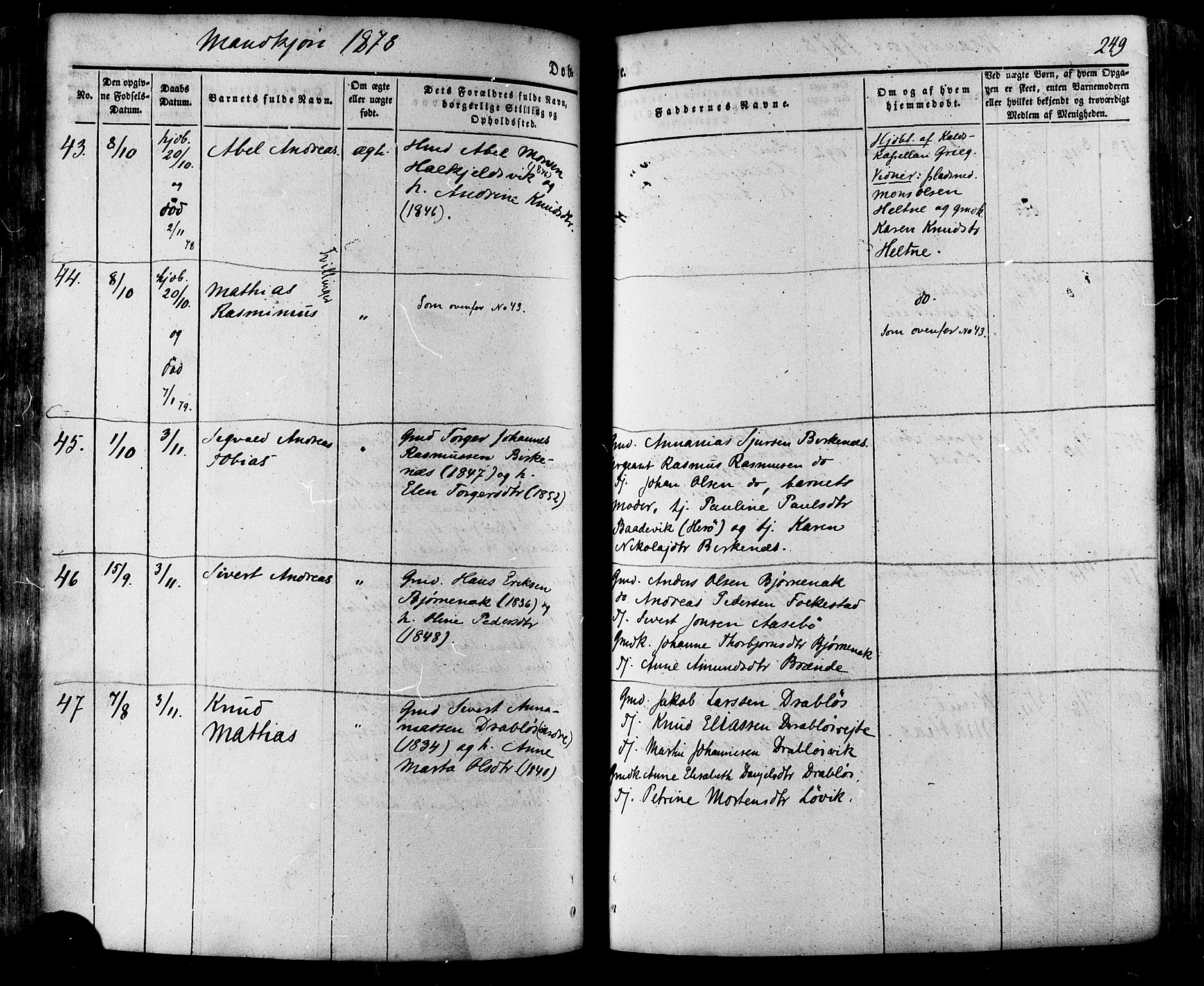 Ministerialprotokoller, klokkerbøker og fødselsregistre - Møre og Romsdal, SAT/A-1454/511/L0140: Ministerialbok nr. 511A07, 1851-1878, s. 249