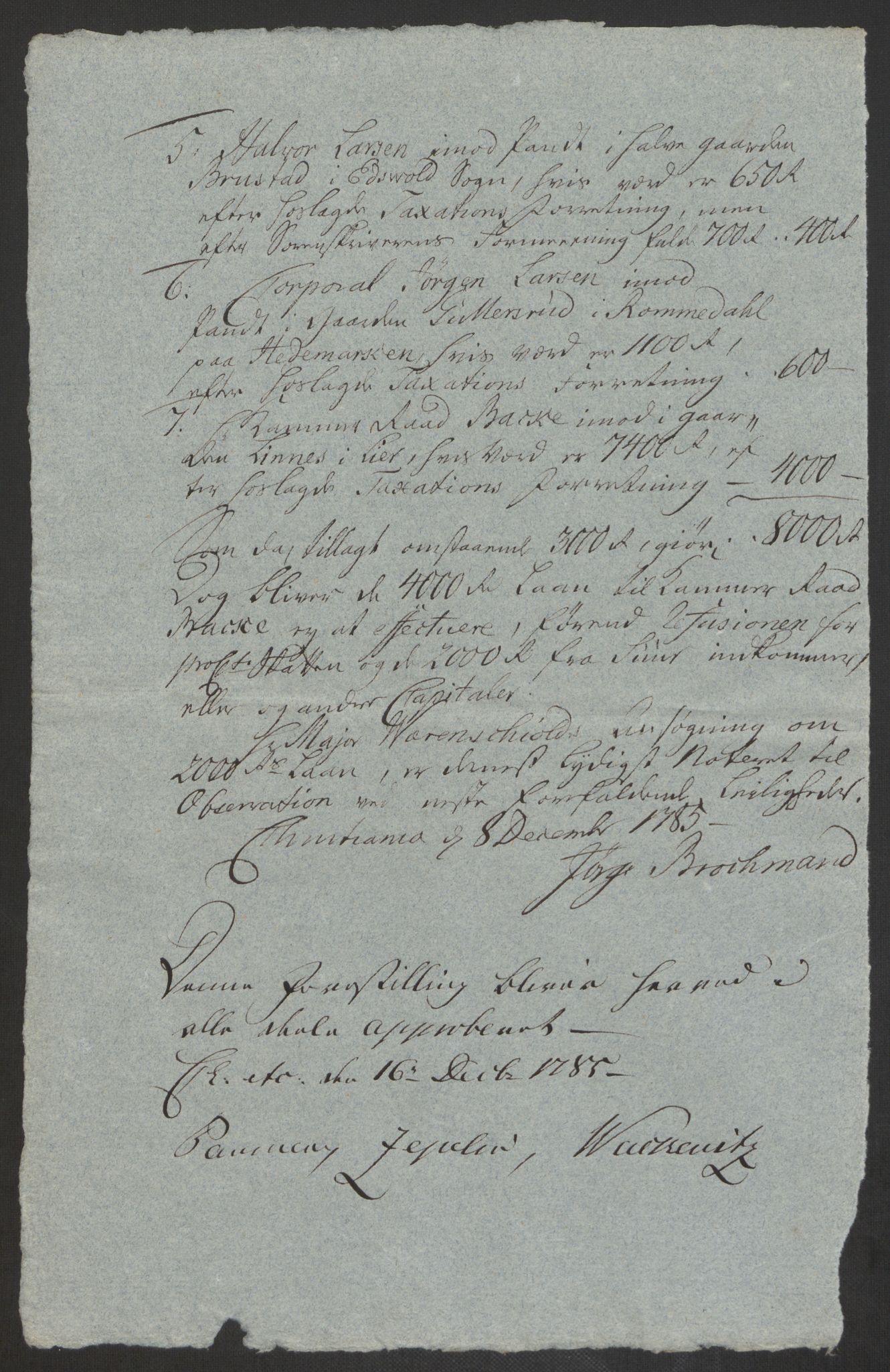 Forsvaret, Den norske kvesthuskasse/krigshospitalkasse, AV/RA-RAFA-1887/F/Fa/L0017: Innkomne brev:, 1782-1807, s. 447