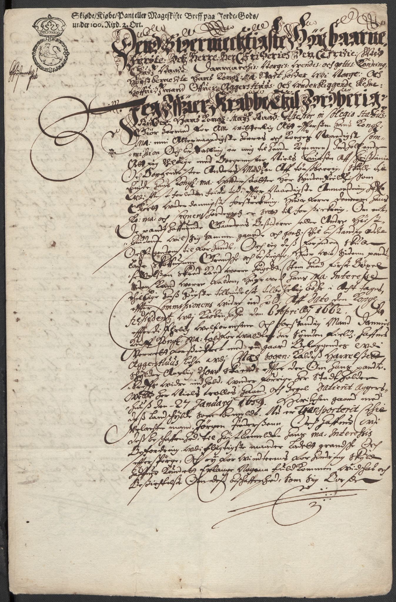 Rentekammeret, Kammerkanselliet, RA/EA-3111/G/Gg/Ggj/Ggja/L0001b: Skjøter utstedt av myndigheter i Norge og senere ombyttet med kongelige konfirmasjonsskjøter, 1663-1669, s. 474