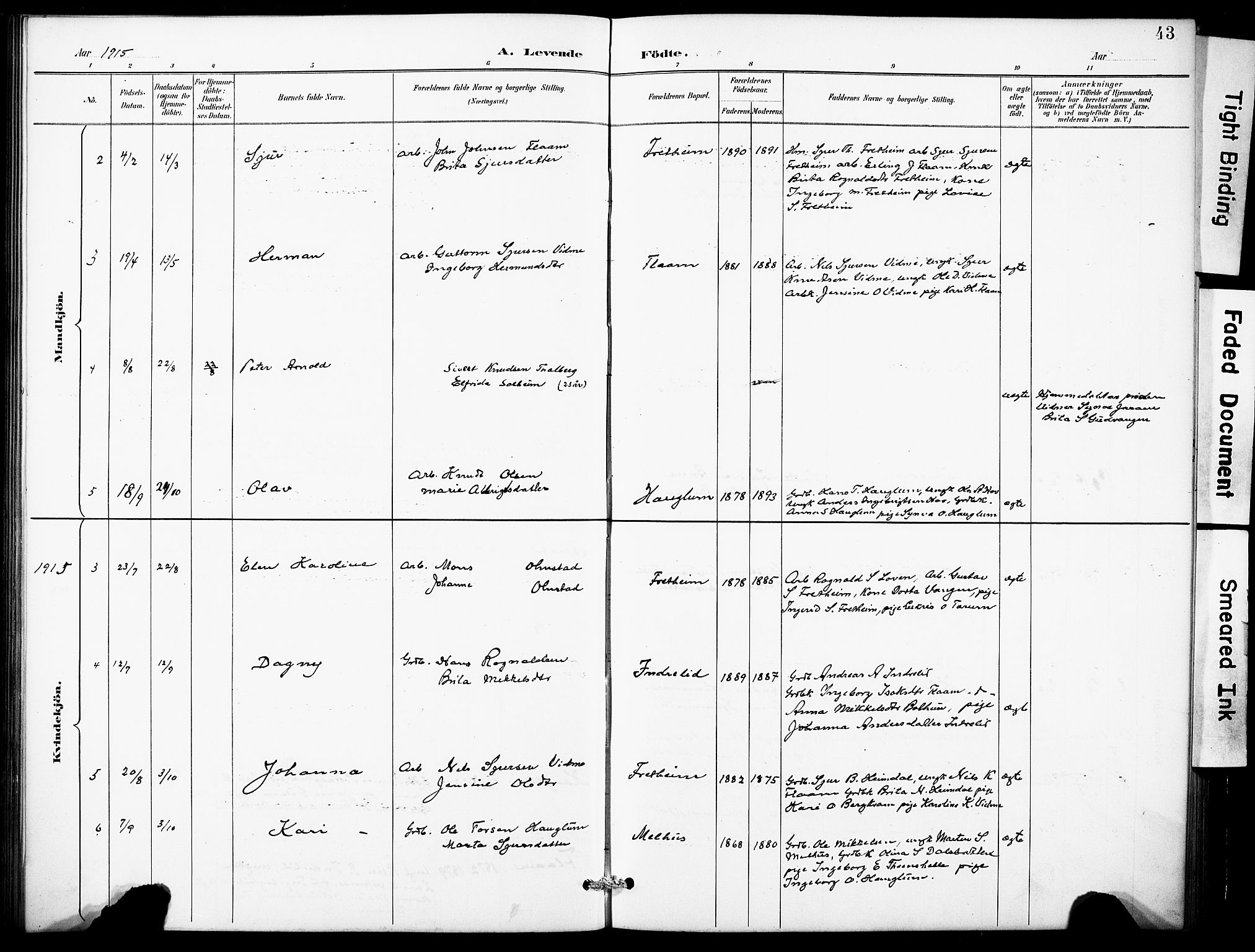 Aurland sokneprestembete, SAB/A-99937/H/Hb/Hbb/L0002: Klokkerbok nr. B 2, 1887-1929, s. 43