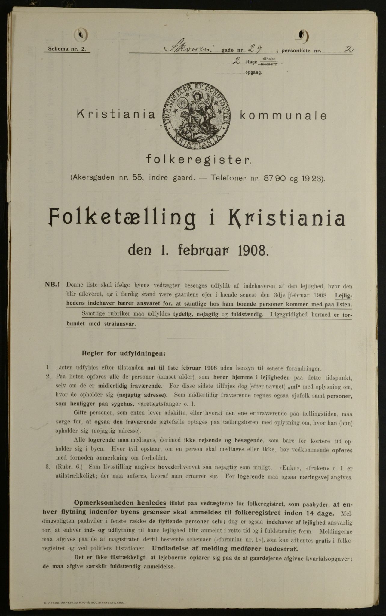 OBA, Kommunal folketelling 1.2.1908 for Kristiania kjøpstad, 1908, s. 87134